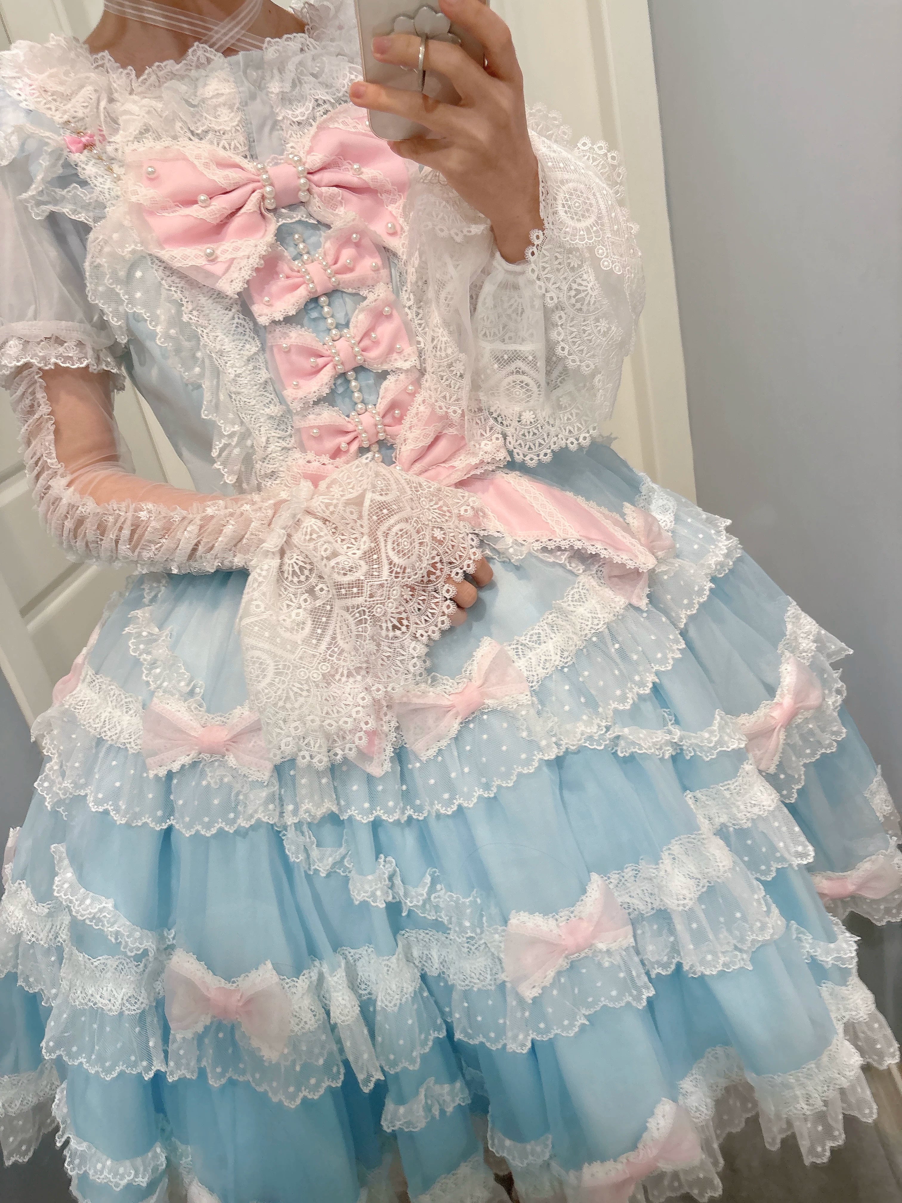 Frosted Starlight - Old School Lolita Blouse, Detachable Sheer Sleeves - Image 14