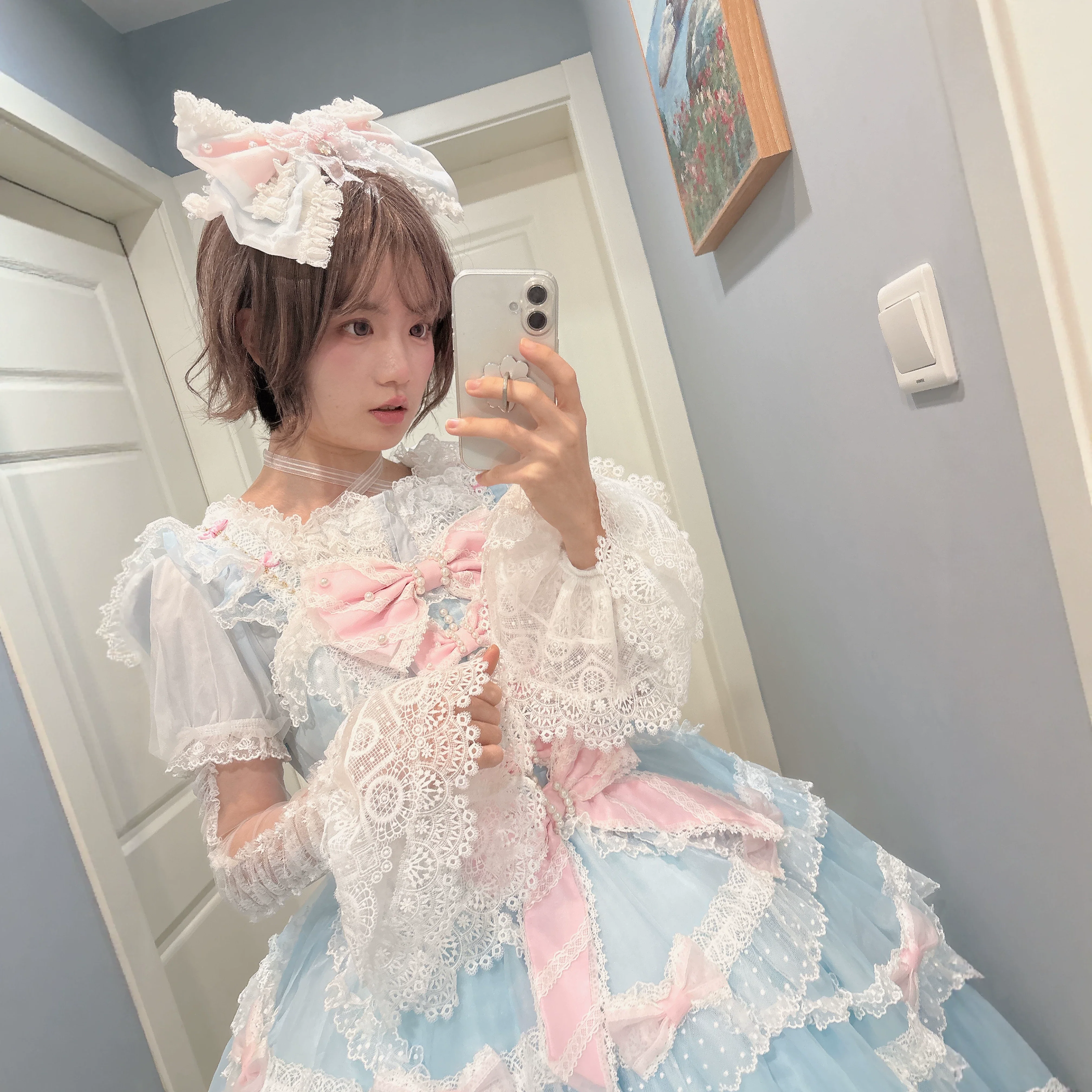 Frosted Starlight - Old School Lolita Blouse, Detachable Sheer Sleeves - Image 15