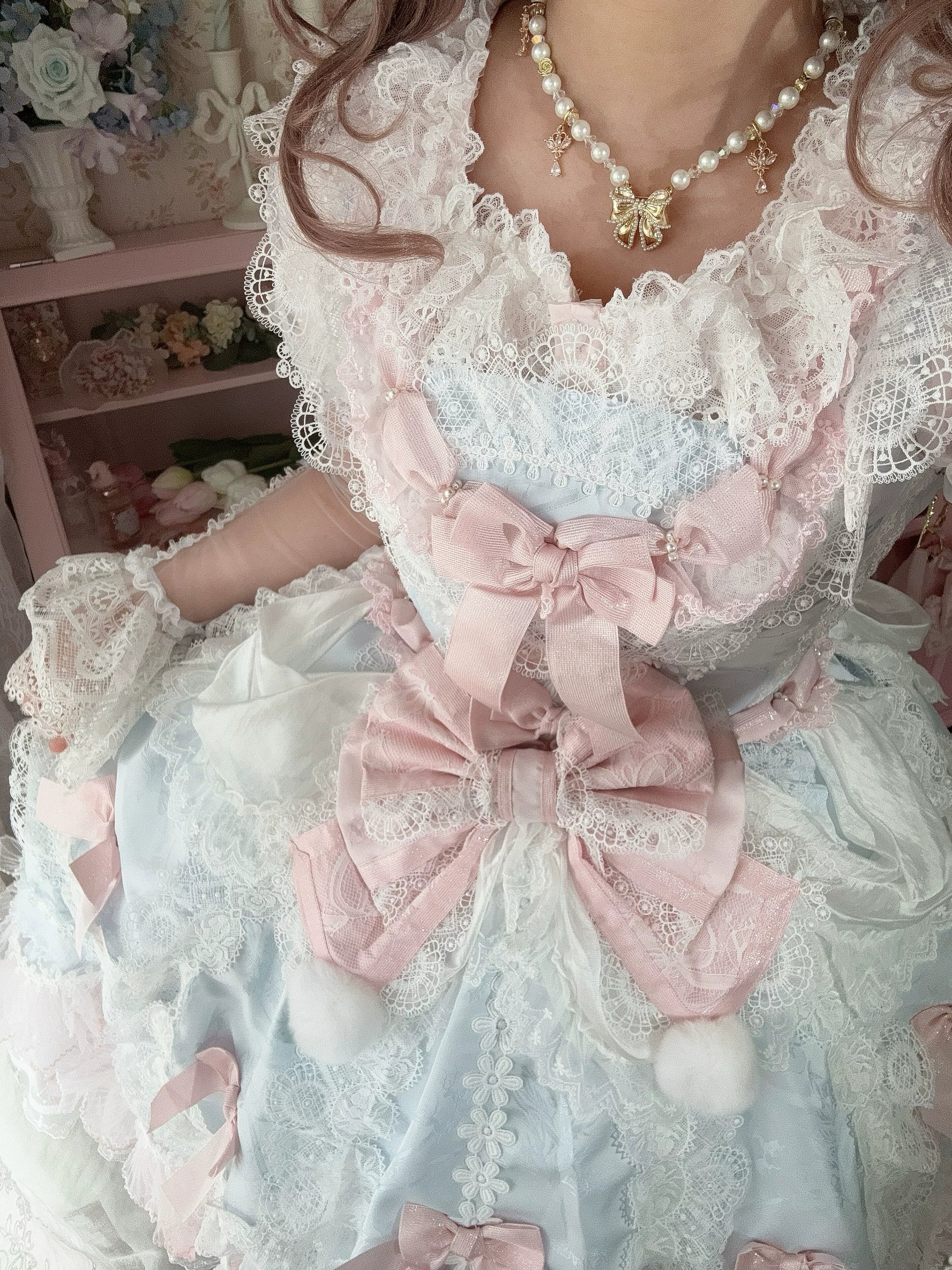 Frosted Starlight - Old School Lolita Blouse, Detachable Sheer Sleeves - Image 5