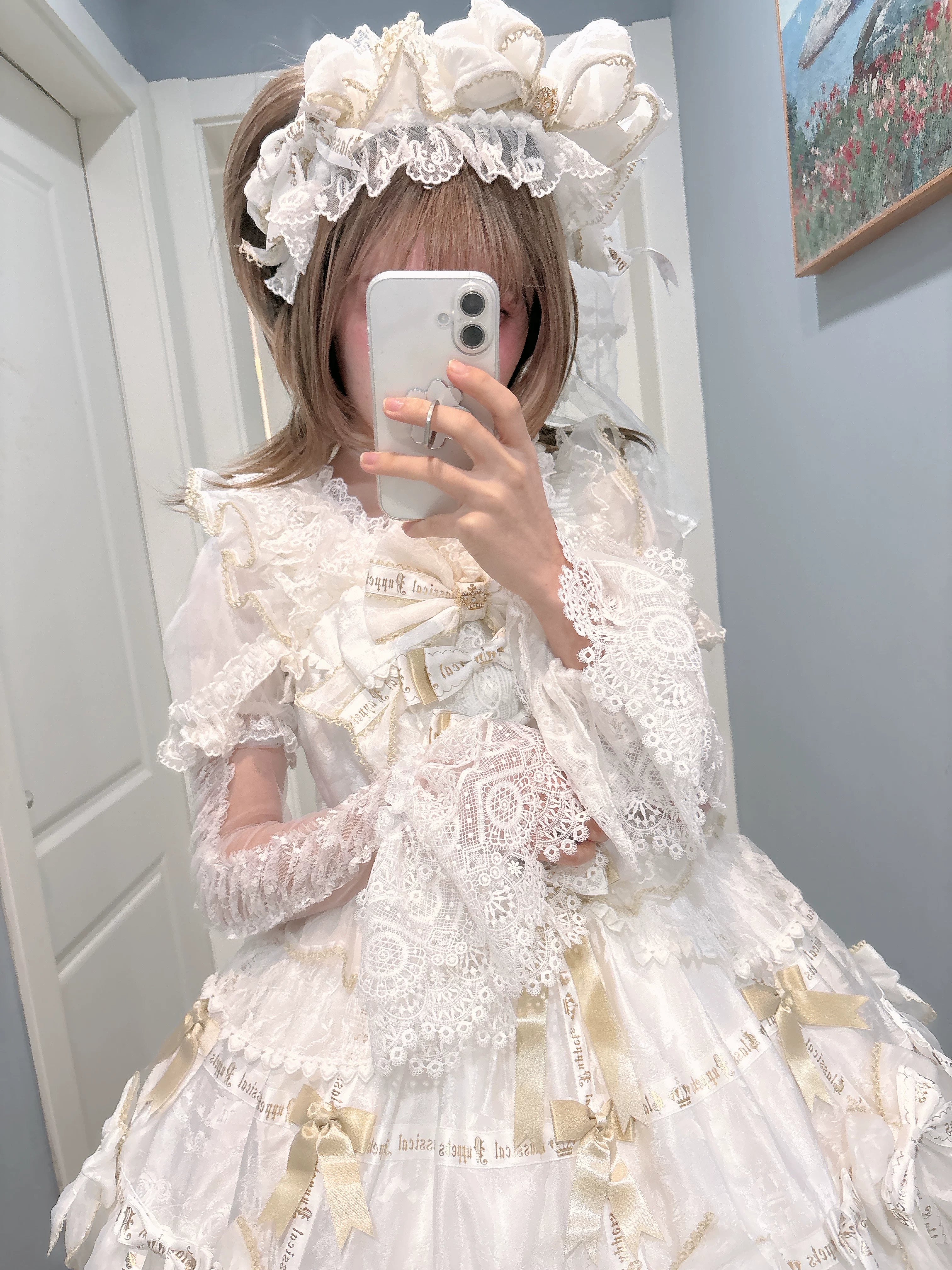 Frosted Starlight - Old School Lolita Blouse, Detachable Sheer Sleeves - Image 9