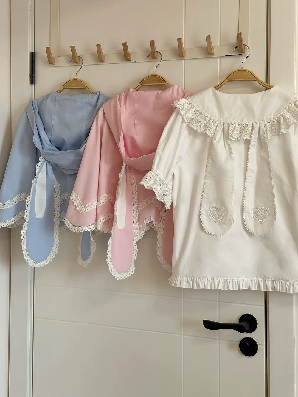 Vintage Petal Rabbit - Cotton Old School Lolita Blouse With Bunny Ear Customized Size - Image 3