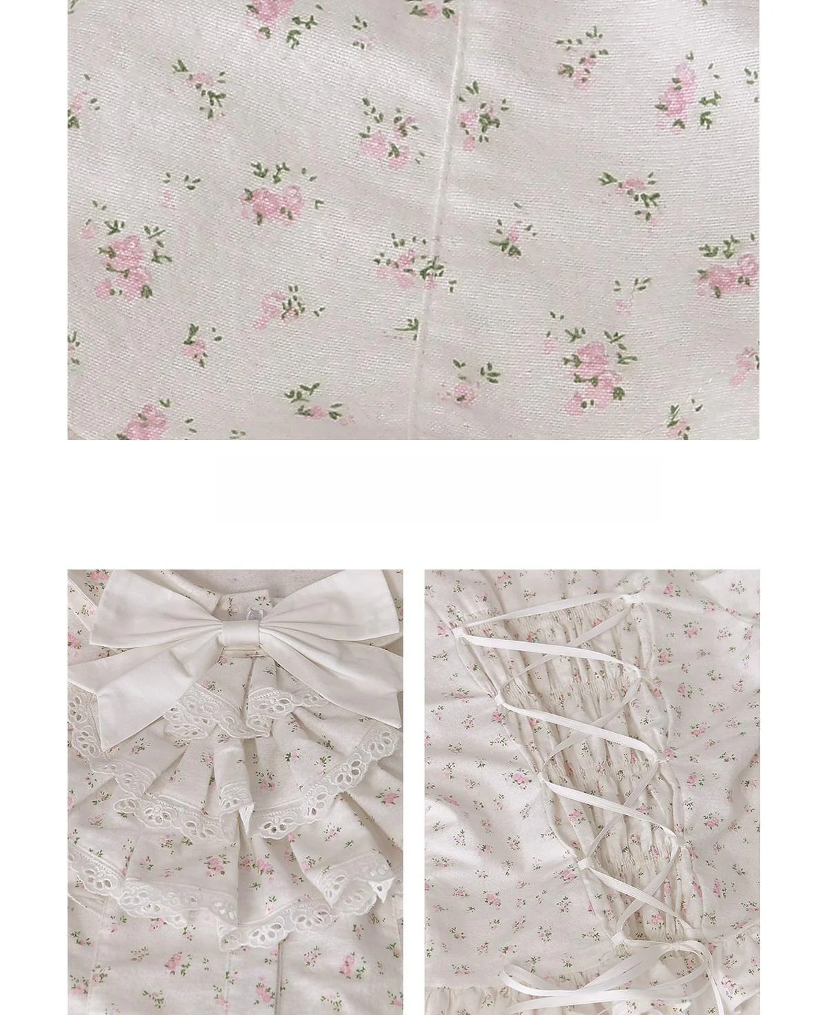 Old School Lolita Cotton Shirt, Floral Print - Image 13