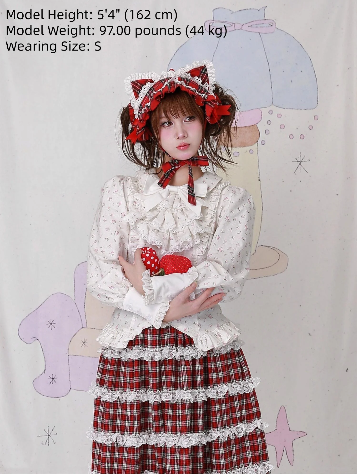 Old School Lolita Cotton Shirt, Floral Print - Image 6