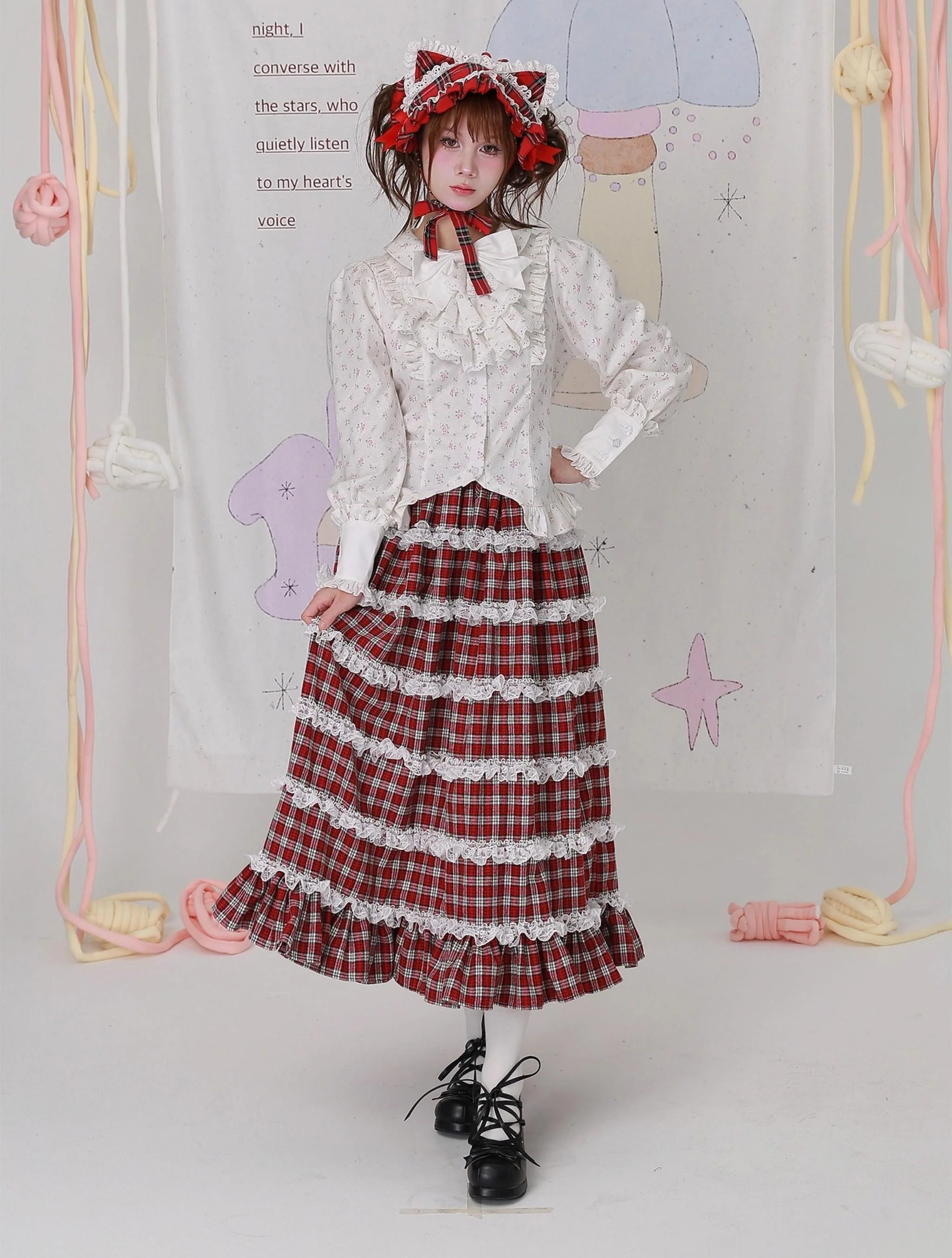 Old School Lolita Cotton Shirt, Floral Print - Image 7