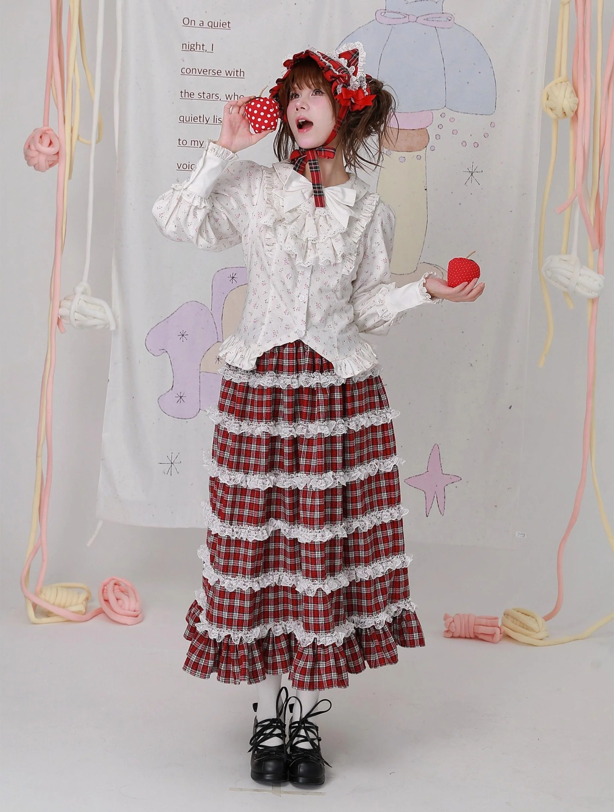 Old School Lolita Cotton Shirt, Floral Print - Image 8