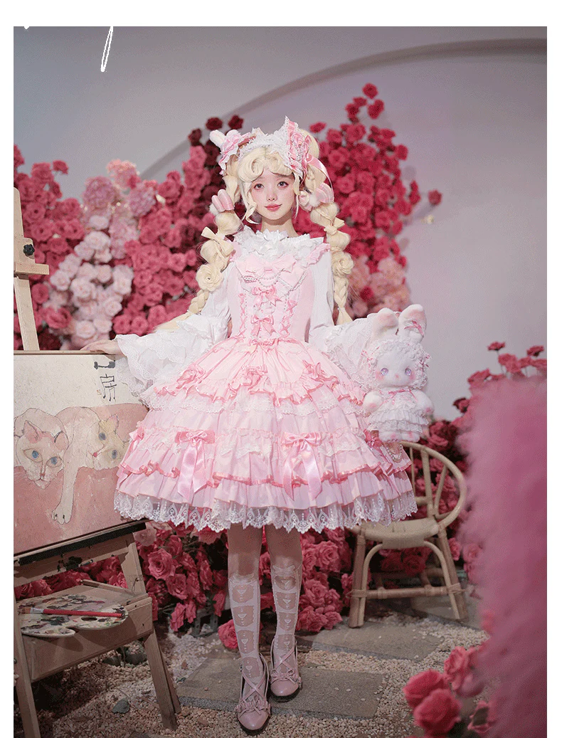 Love Notebook - Old School Lolita JSK Vintage Doll Tiered Dress - Image 6