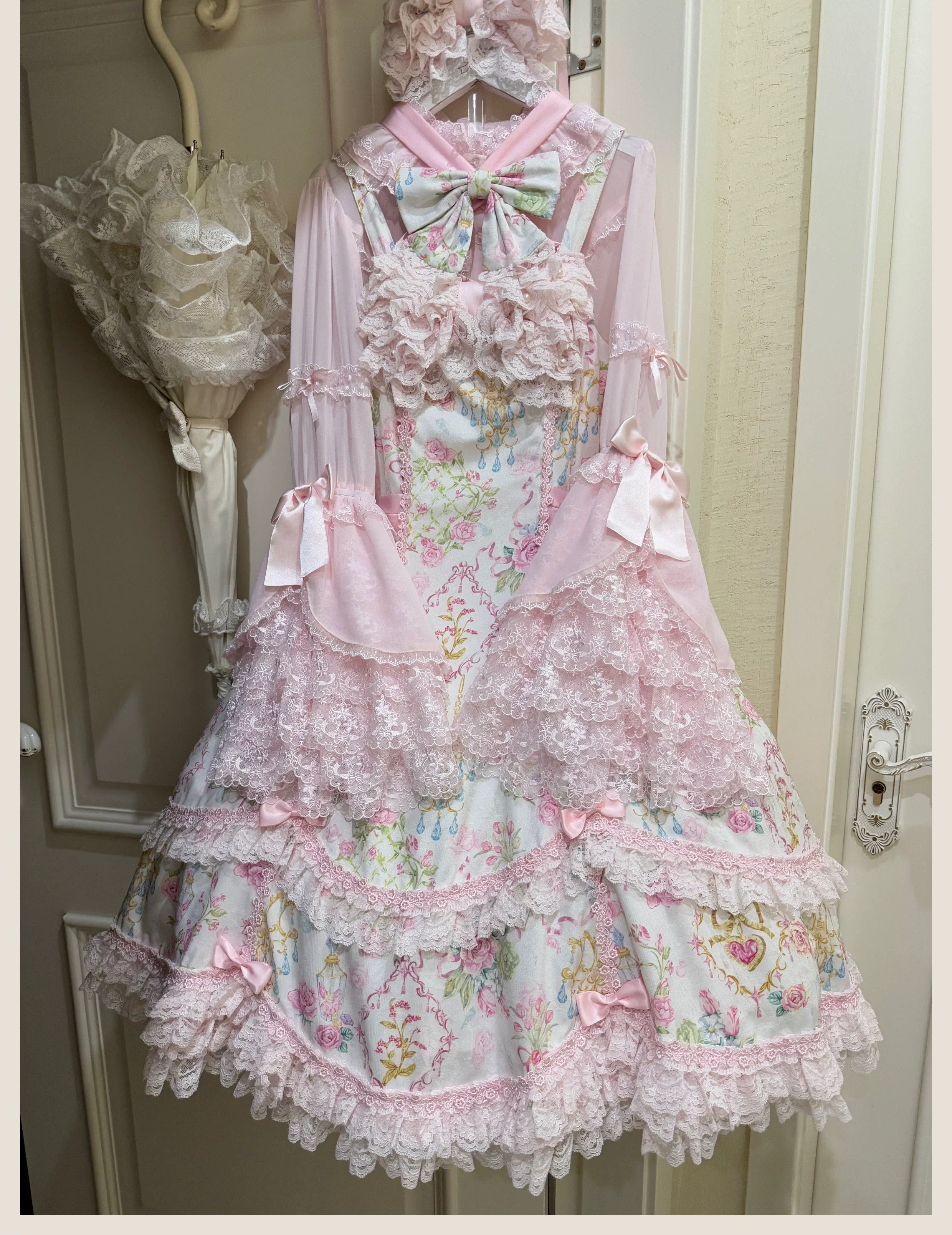 Spring 2025 - Floral Old School Lolita JSK Dress, Lace Trims - Image 14