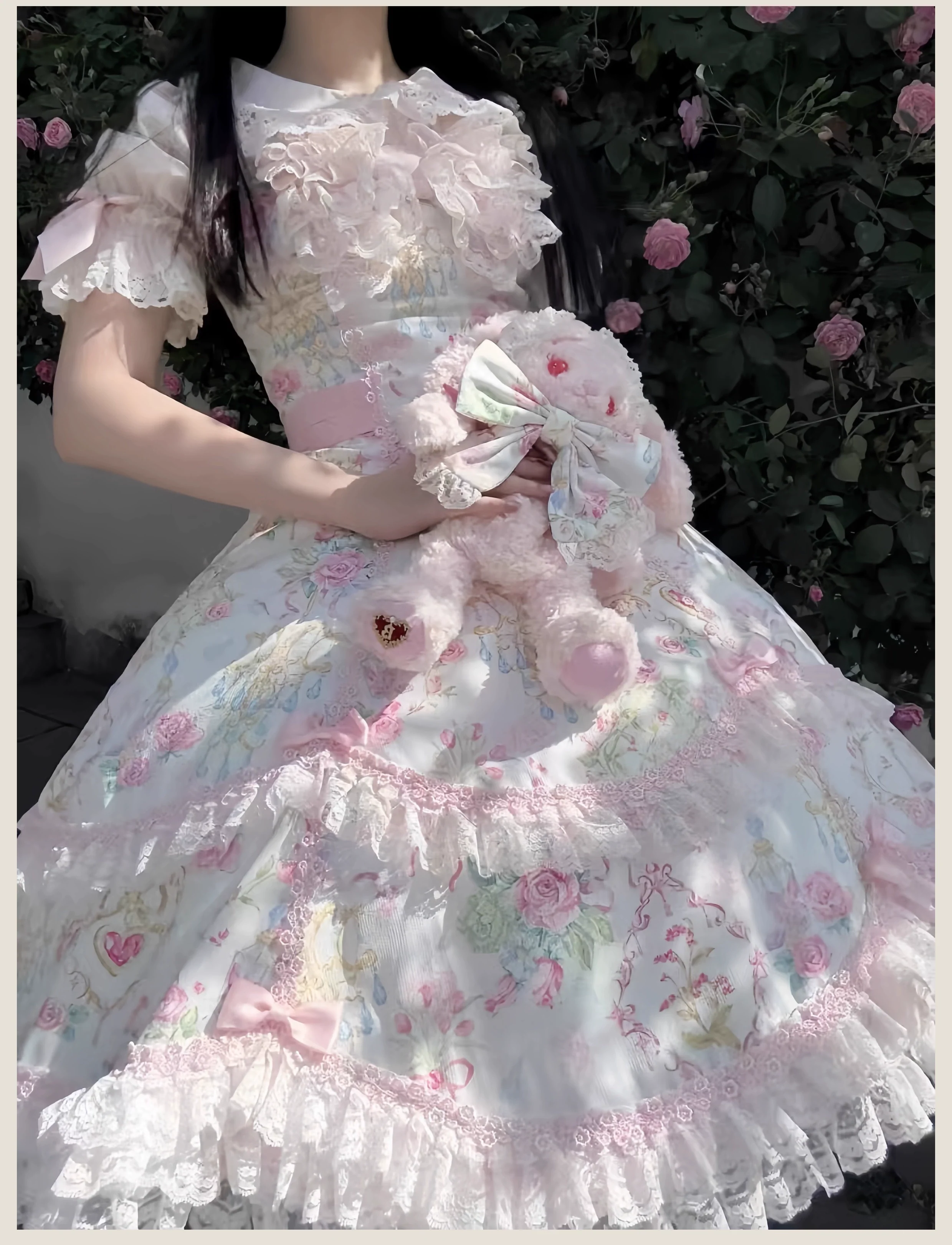 Spring 2025 - Floral Old School Lolita JSK Dress, Lace Trims - Image 16