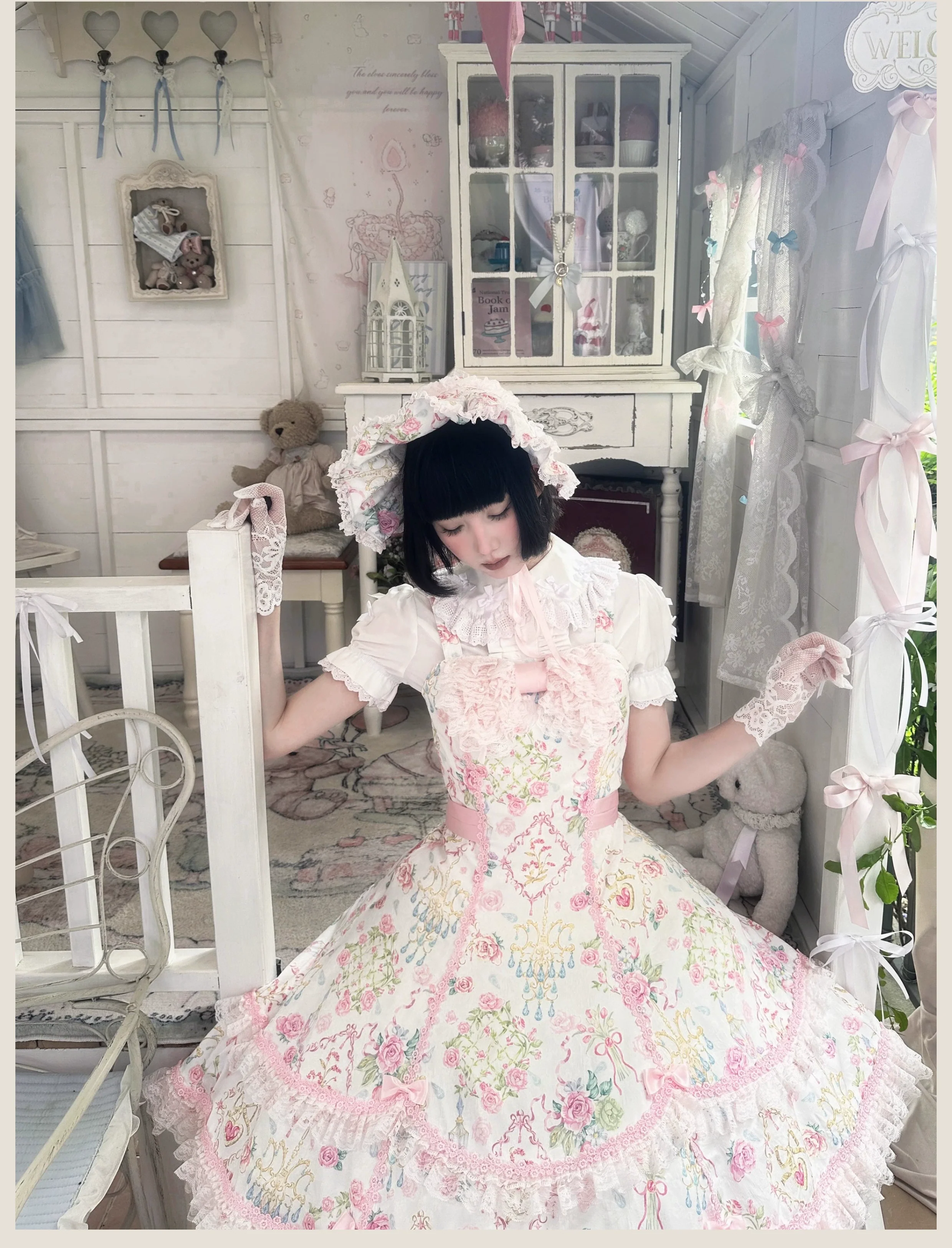 Spring 2025 - Floral Old School Lolita JSK Dress, Lace Trims - Image 36