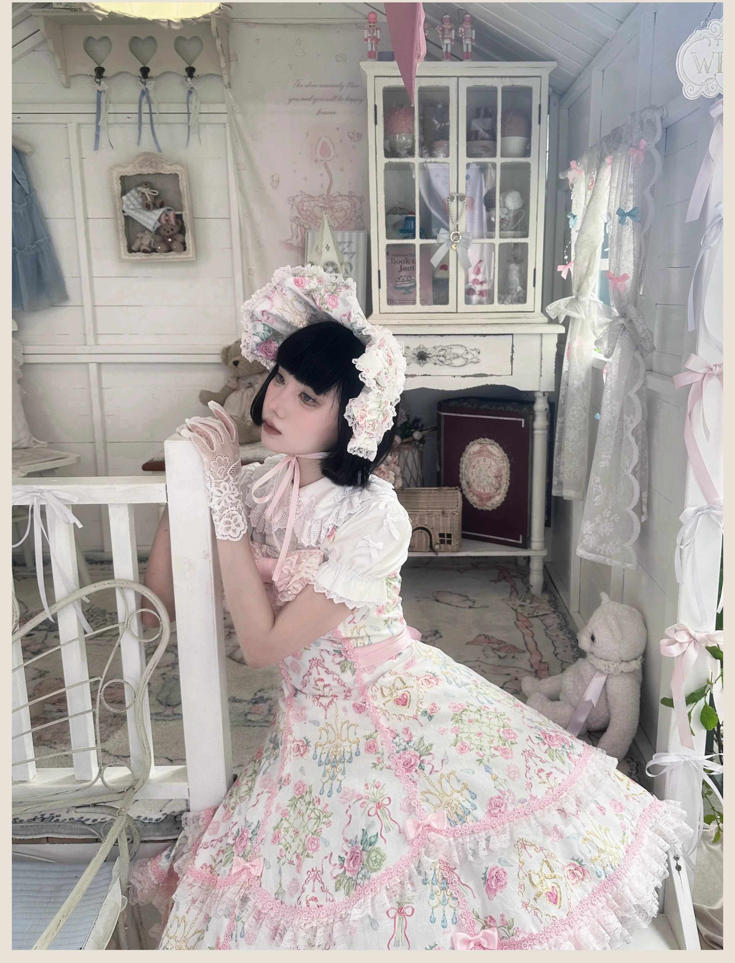 Spring 2025 - Floral Old School Lolita JSK Dress, Lace Trims - Image 37