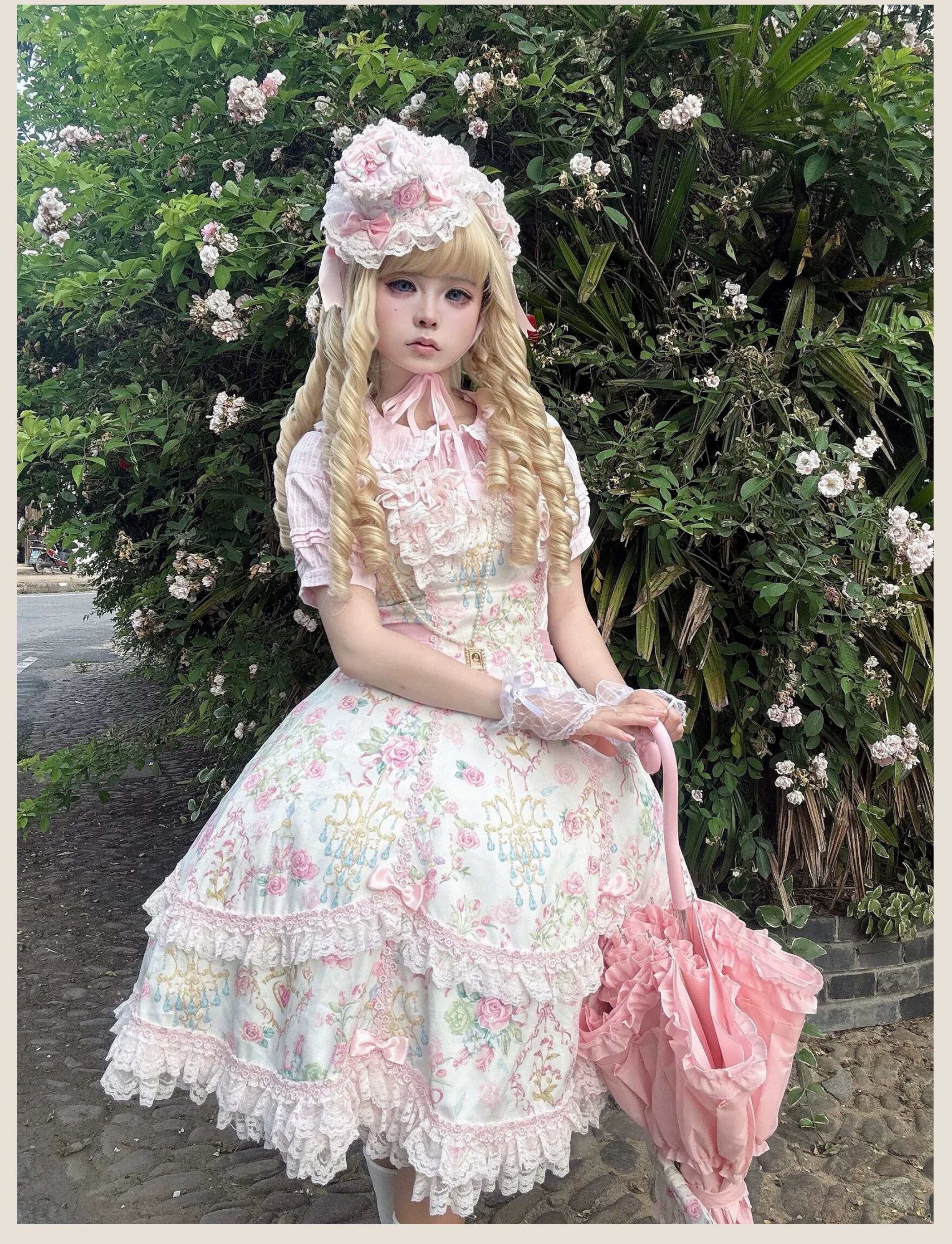 Spring 2025 - Floral Old School Lolita JSK Dress, Lace Trims - Image 4