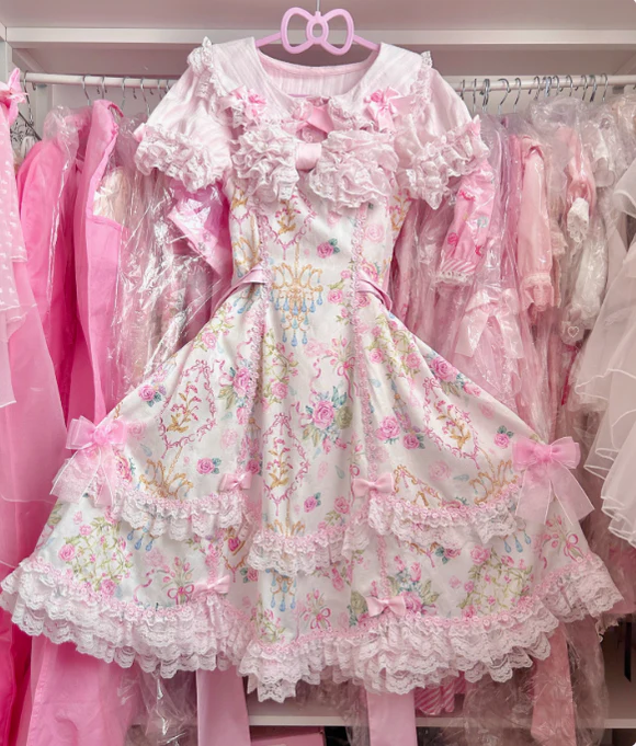 Spring 2025 - Floral Old School Lolita JSK Dress, Lace Trims - Image 48