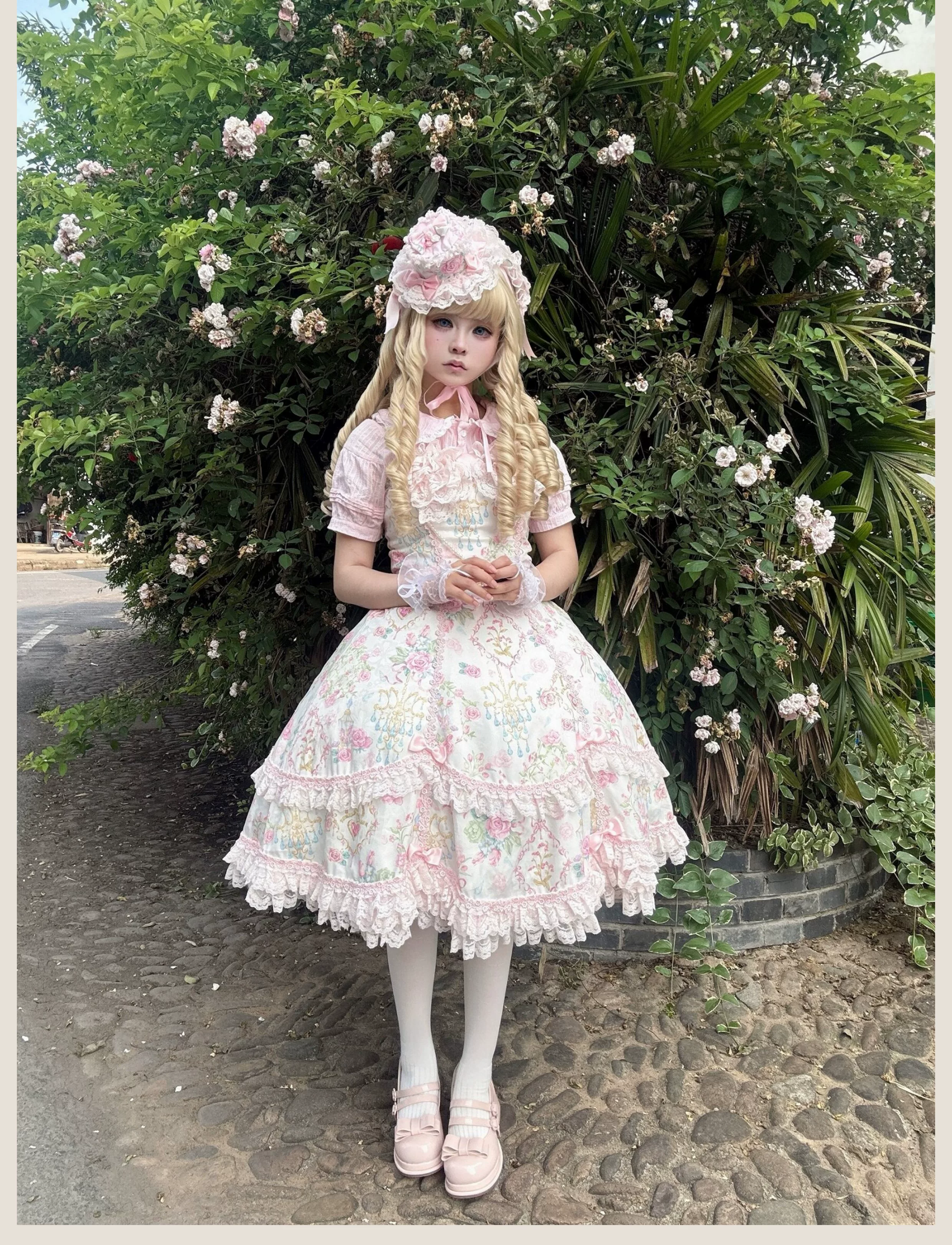 Spring 2025 - Floral Old School Lolita JSK Dress, Lace Trims - Image 5