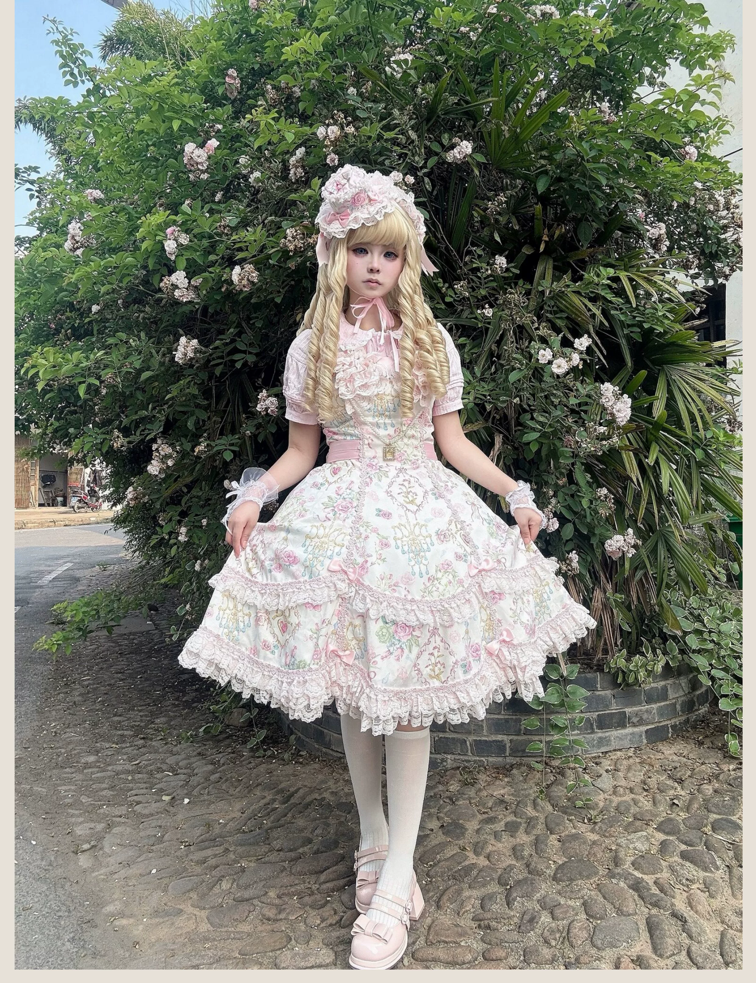 Spring 2025 - Floral Old School Lolita JSK Dress, Lace Trims - Image 6