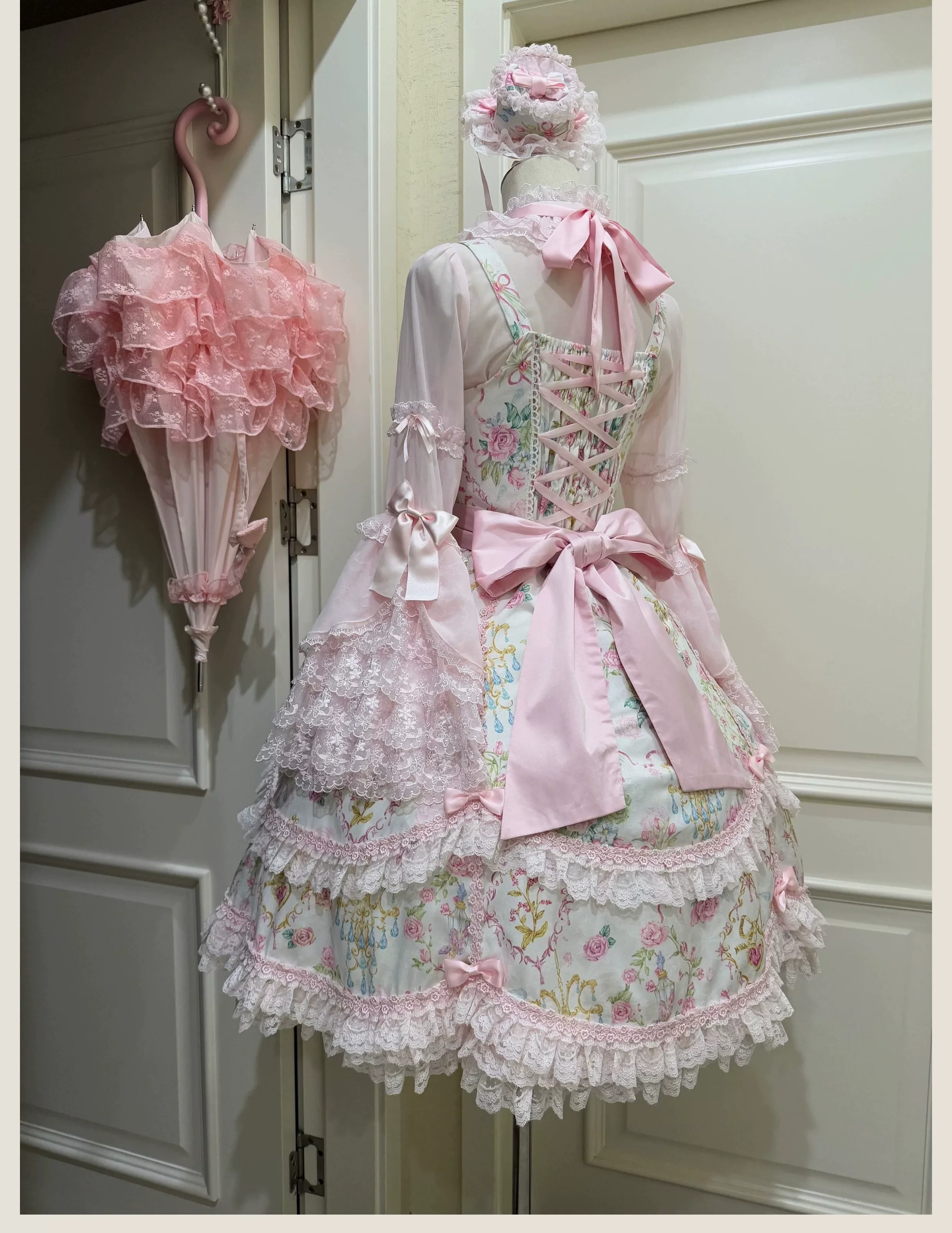Spring 2025 - Floral Old School Lolita JSK Dress, Lace Trims - Image 8