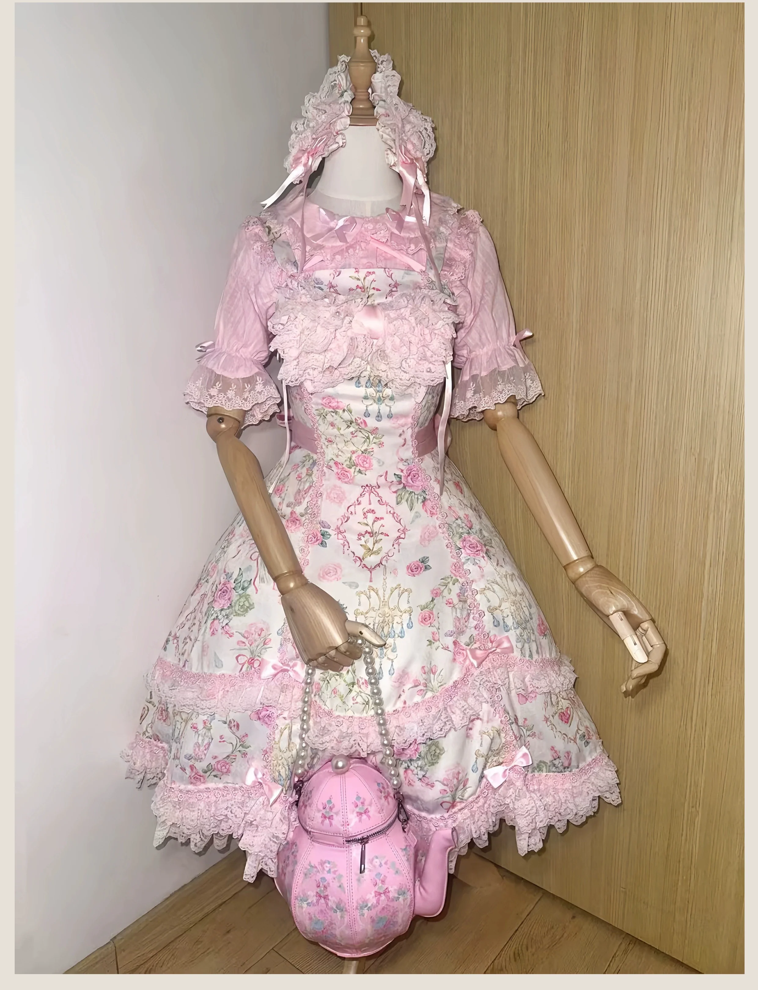 Spring 2025 - Floral Old School Lolita JSK Dress, Lace Trims - Image 9