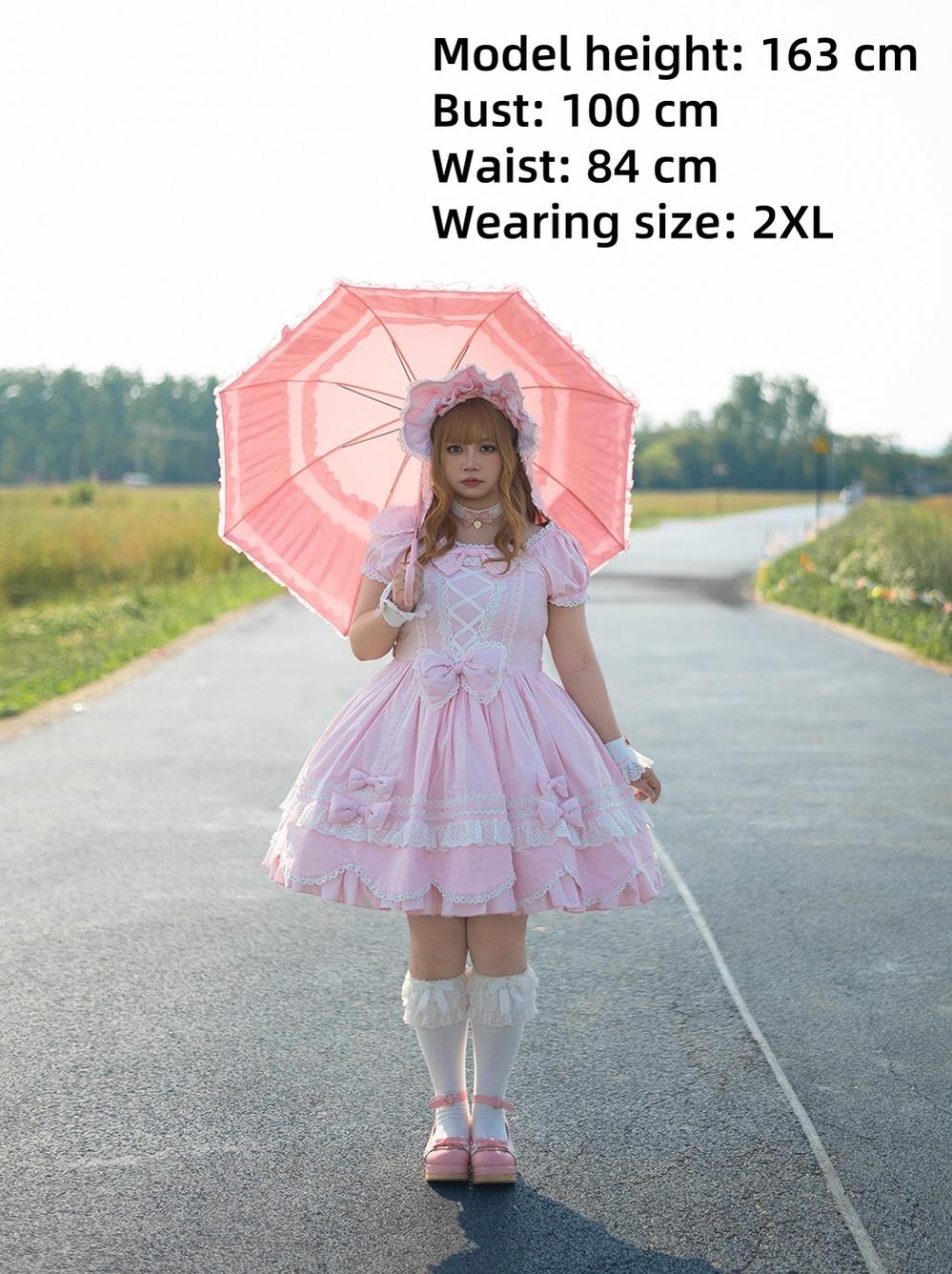 Vintage Petal Rabbit - Old School Lolita OP Cotton Dress, Petal-Shaped Hem - Image 16