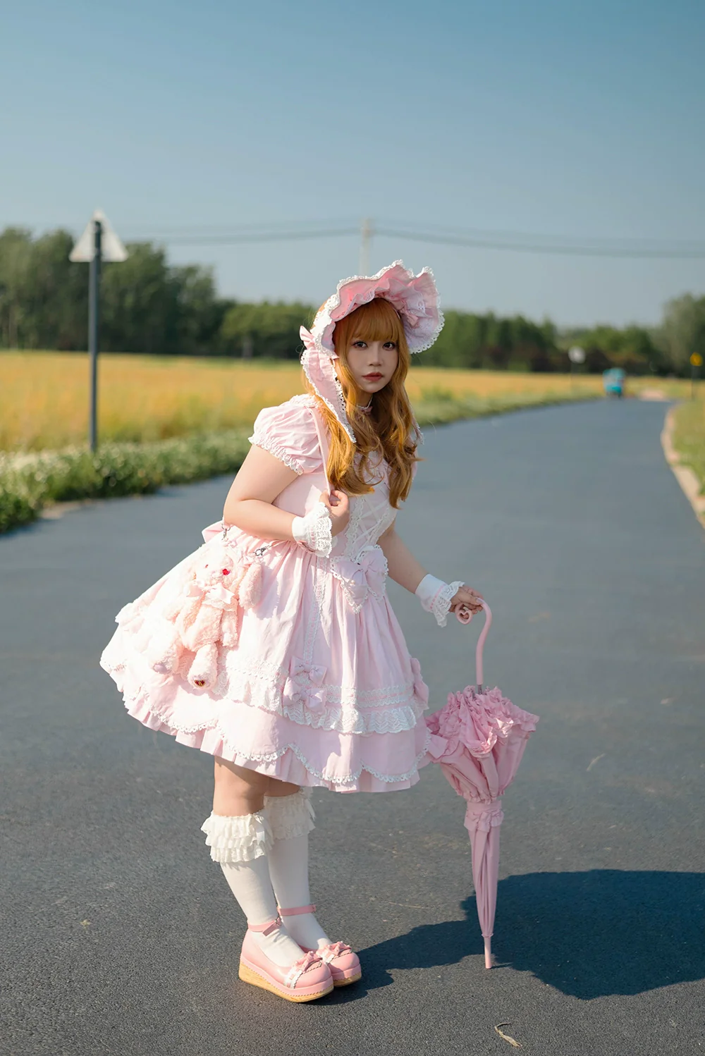 Vintage Petal Rabbit - Old School Lolita OP Cotton Dress, Petal-Shaped Hem - Image 18