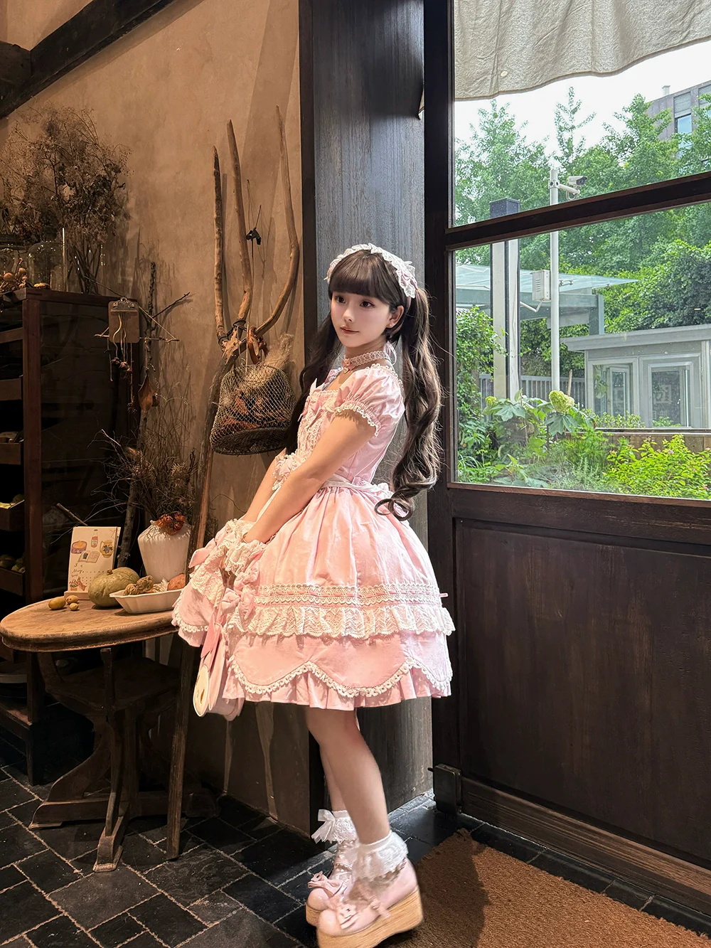 Vintage Petal Rabbit - Old School Lolita OP Cotton Dress, Petal-Shaped Hem - Image 22