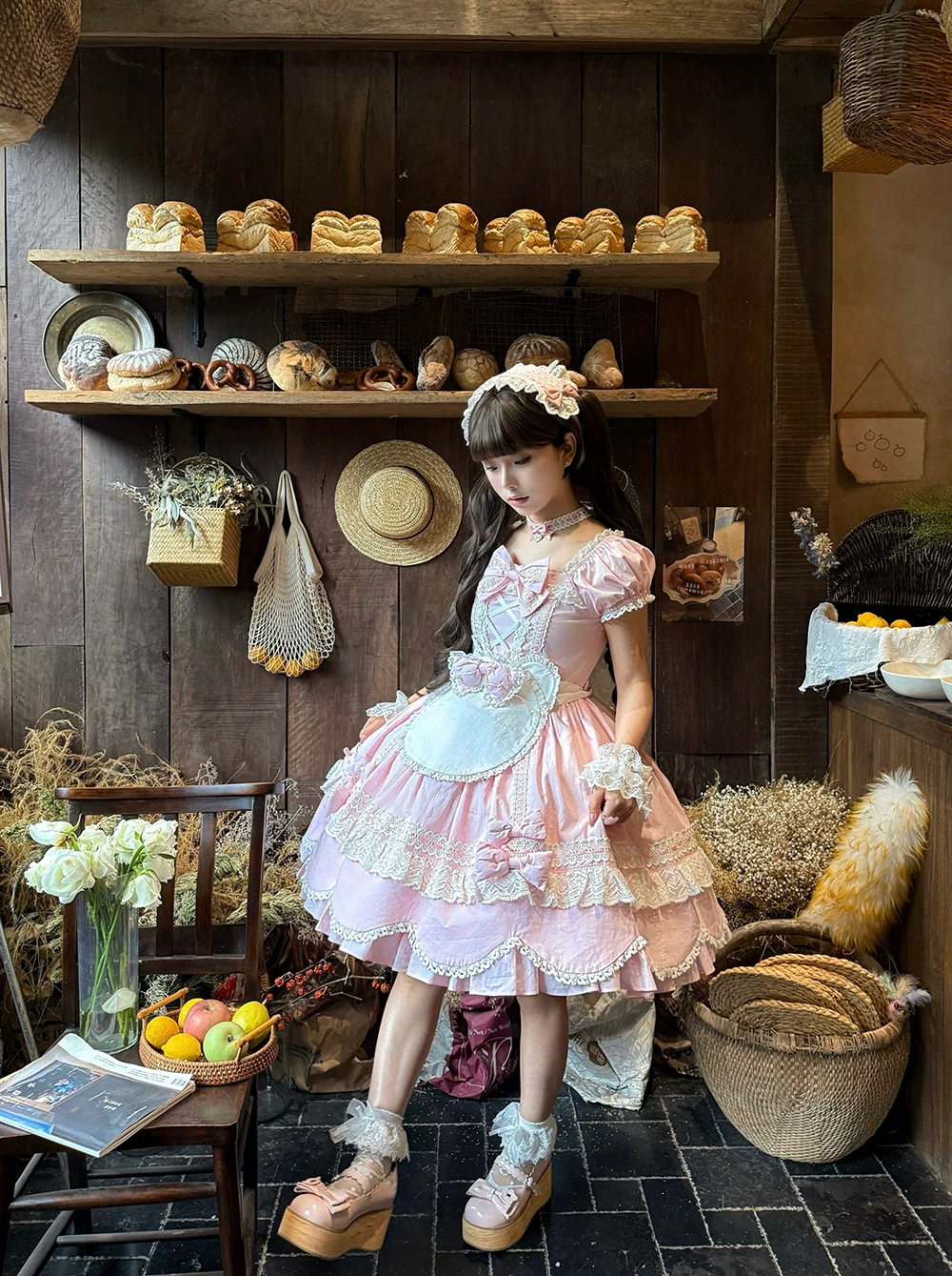 Vintage Petal Rabbit - Old School Lolita OP Cotton Dress, Petal-Shaped Hem - Image 23
