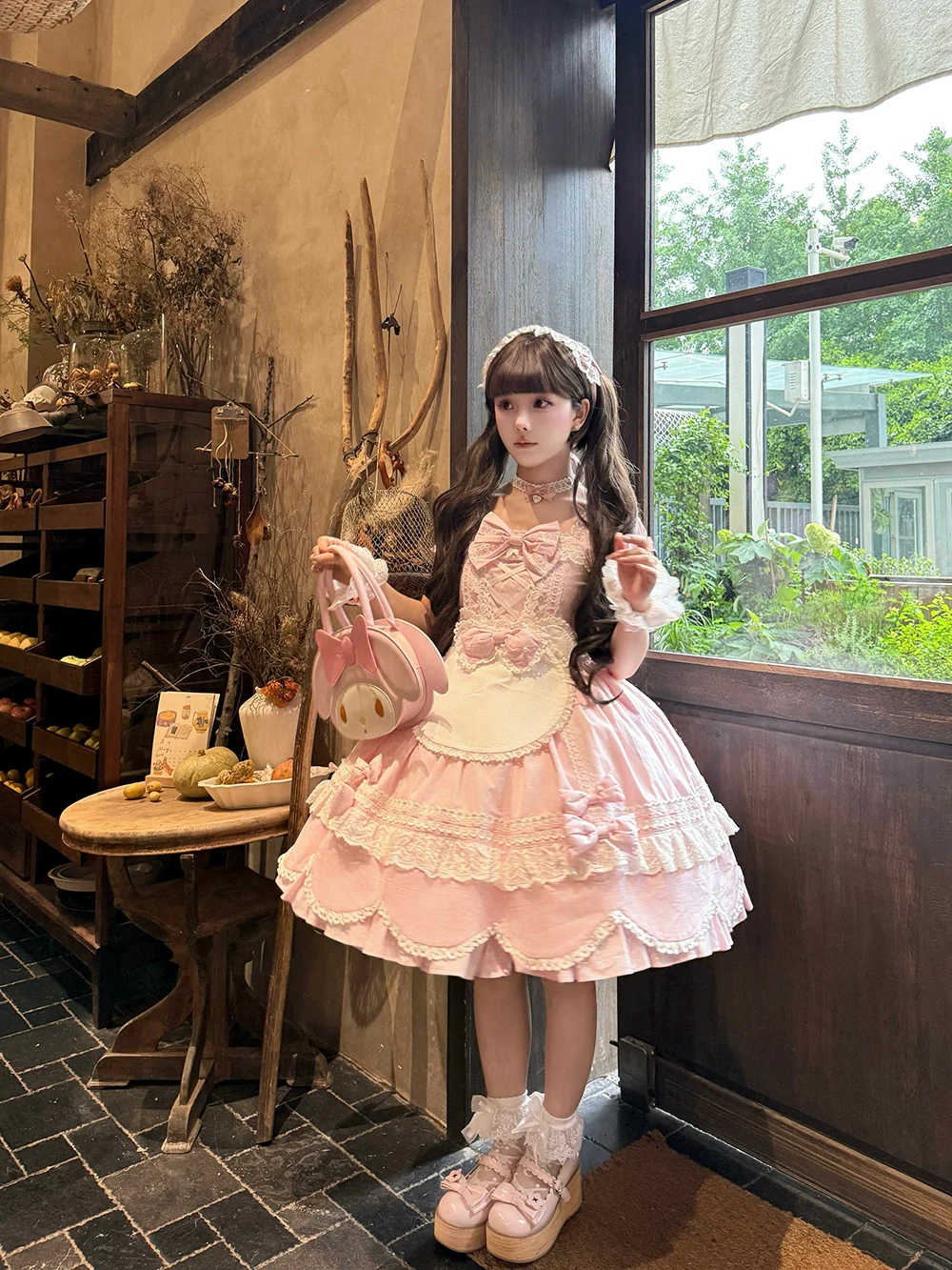 Vintage Petal Rabbit - Old School Lolita OP Cotton Dress, Petal-Shaped Hem - Image 24
