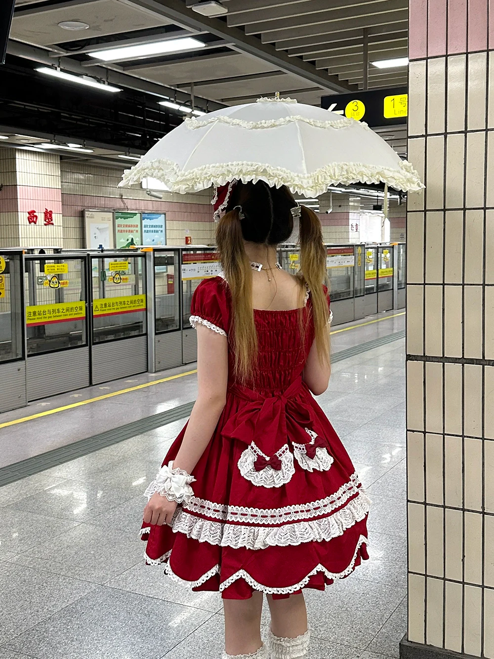 Vintage Petal Rabbit - Old School Lolita OP Cotton Dress, Petal-Shaped Hem - Image 27