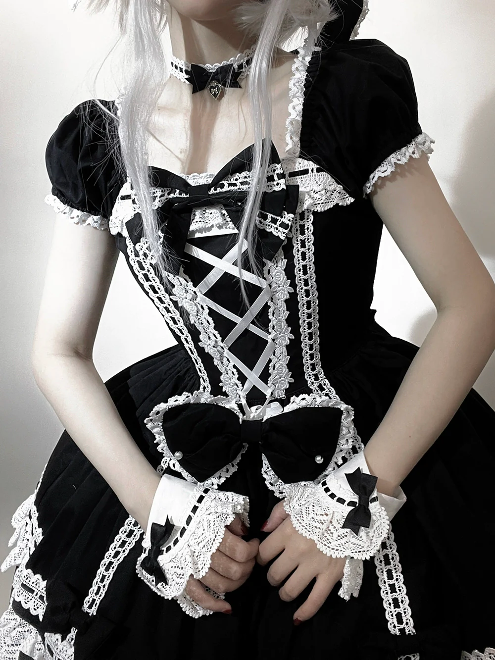 Vintage Petal Rabbit - Old School Lolita OP Cotton Dress, Petal-Shaped Hem - Image 35