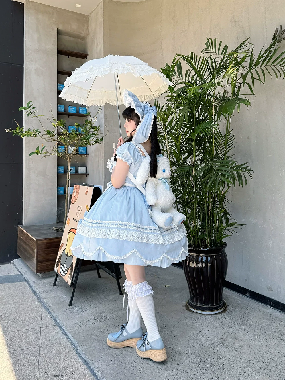 Vintage Petal Rabbit - Old School Lolita OP Cotton Dress, Petal-Shaped Hem - Image 37