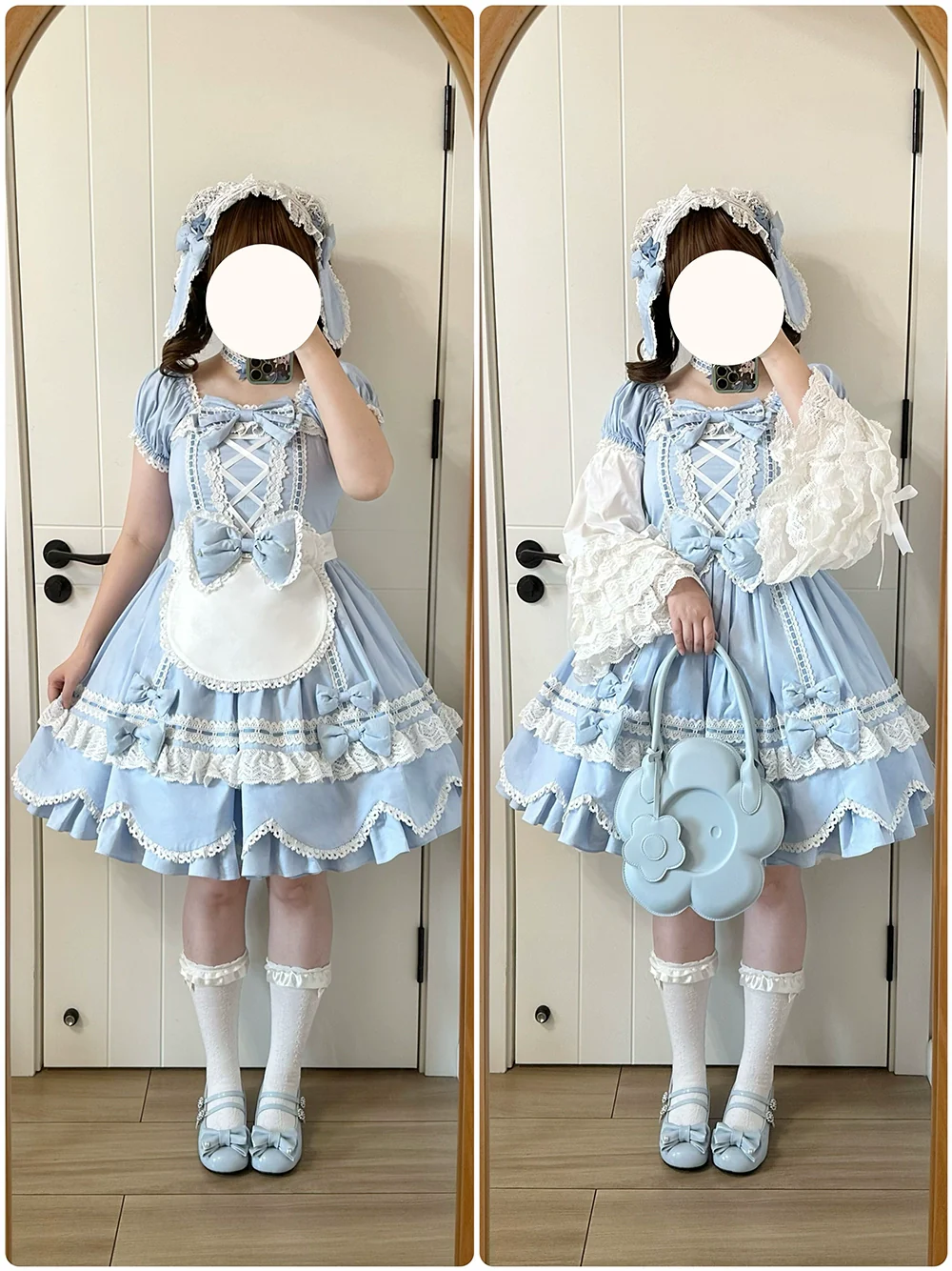 Vintage Petal Rabbit - Old School Lolita OP Cotton Dress, Petal-Shaped Hem - Image 38