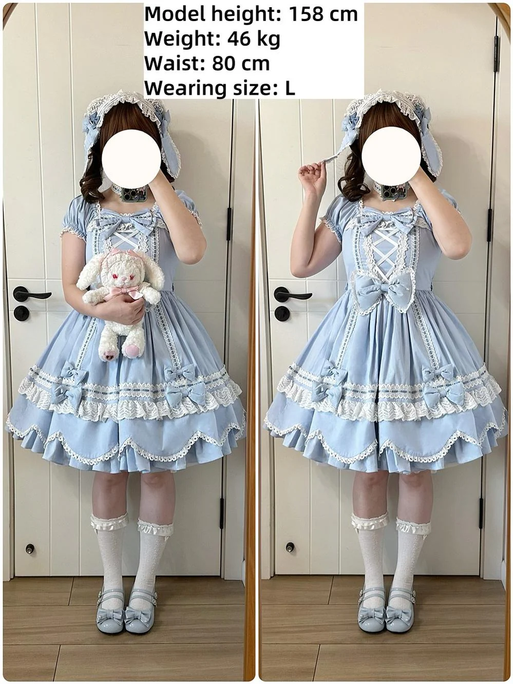 Vintage Petal Rabbit - Old School Lolita OP Cotton Dress, Petal-Shaped Hem - Image 39