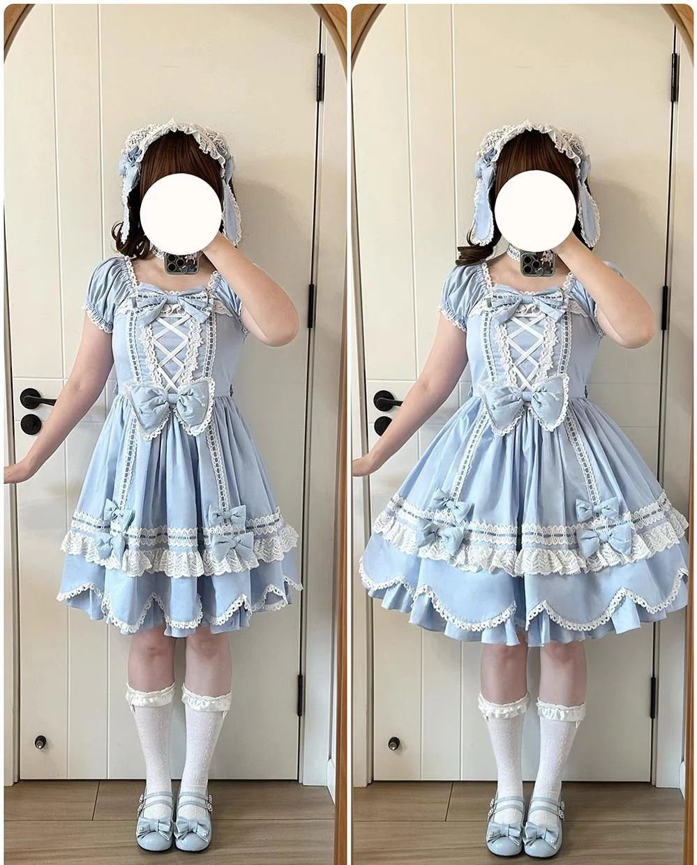 Vintage Petal Rabbit - Old School Lolita OP Cotton Dress, Petal-Shaped Hem - Image 40