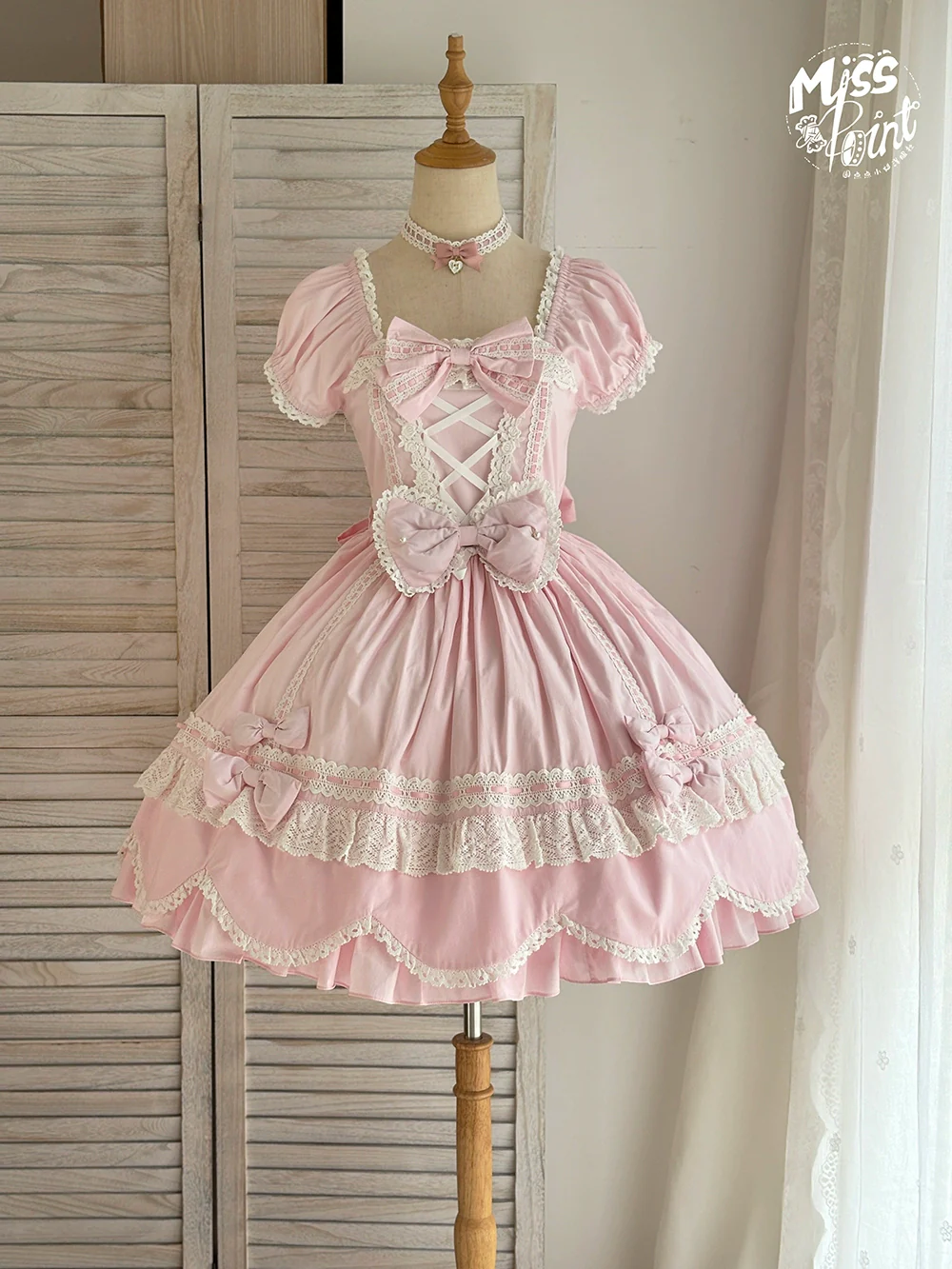 Vintage Petal Rabbit - Old School Lolita OP Cotton Dress, Petal-Shaped Hem - Image 41