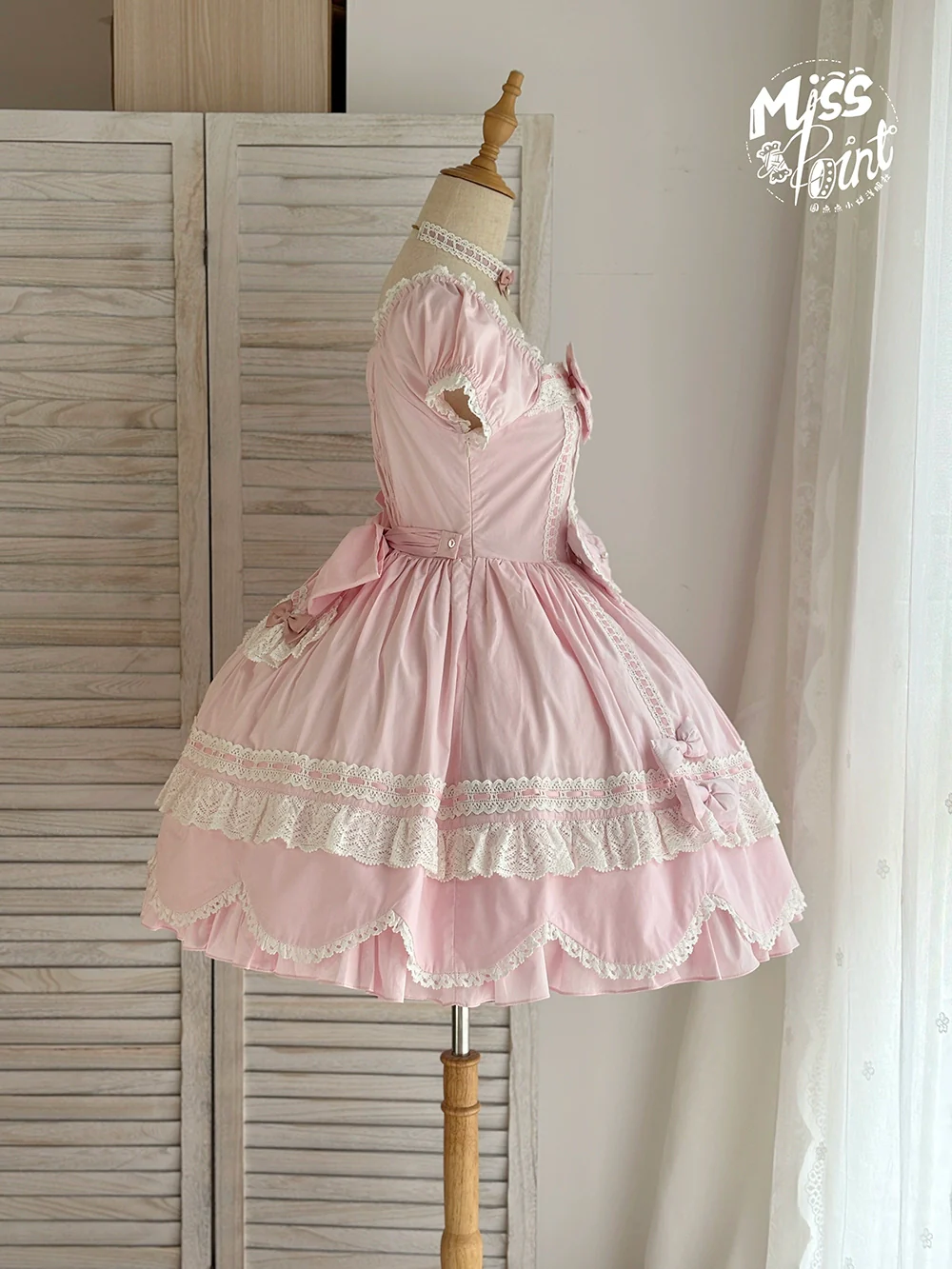 Vintage Petal Rabbit - Old School Lolita OP Cotton Dress, Petal-Shaped Hem - Image 42
