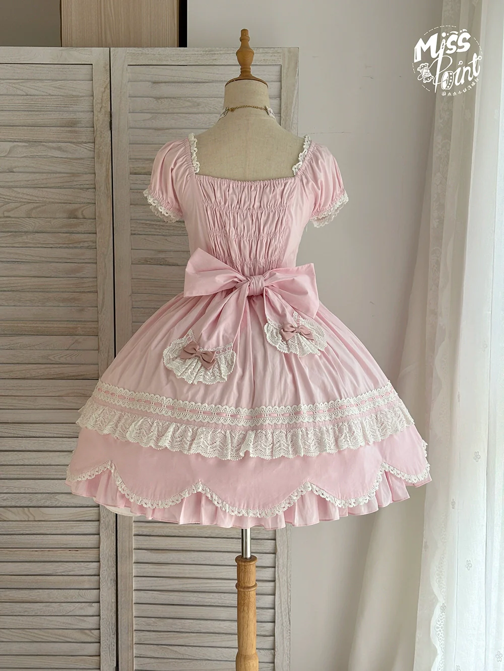 Vintage Petal Rabbit - Old School Lolita OP Cotton Dress, Petal-Shaped Hem - Image 43