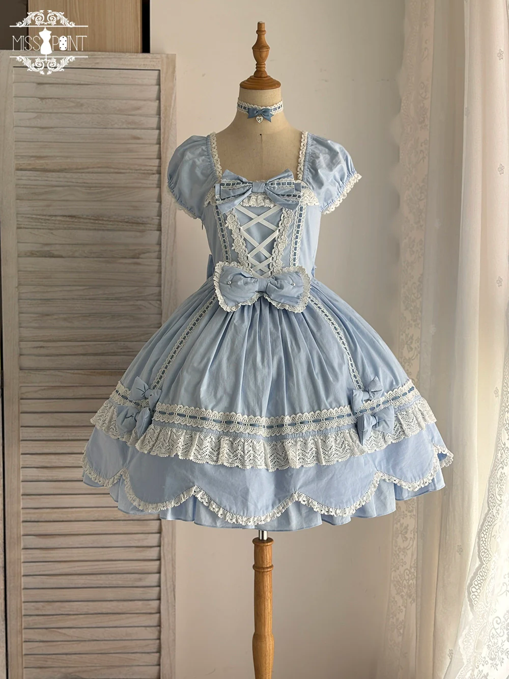 Vintage Petal Rabbit - Old School Lolita OP Cotton Dress, Petal-Shaped Hem - Image 44