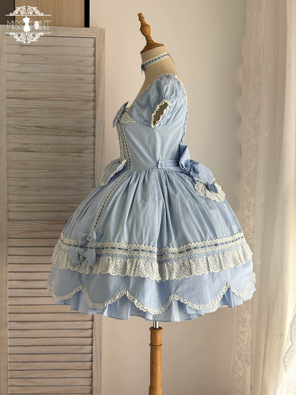 Vintage Petal Rabbit - Old School Lolita OP Cotton Dress, Petal-Shaped Hem - Image 45