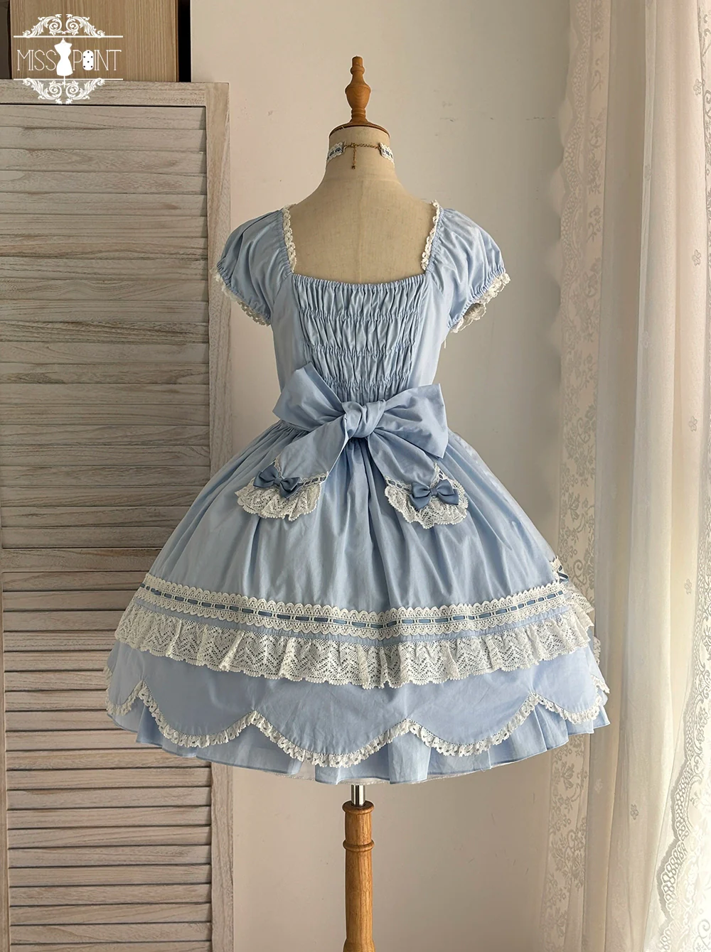 Vintage Petal Rabbit - Old School Lolita OP Cotton Dress, Petal-Shaped Hem - Image 46