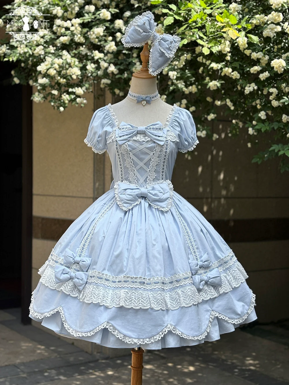 Vintage Petal Rabbit - Old School Lolita OP Cotton Dress, Petal-Shaped Hem - Image 47