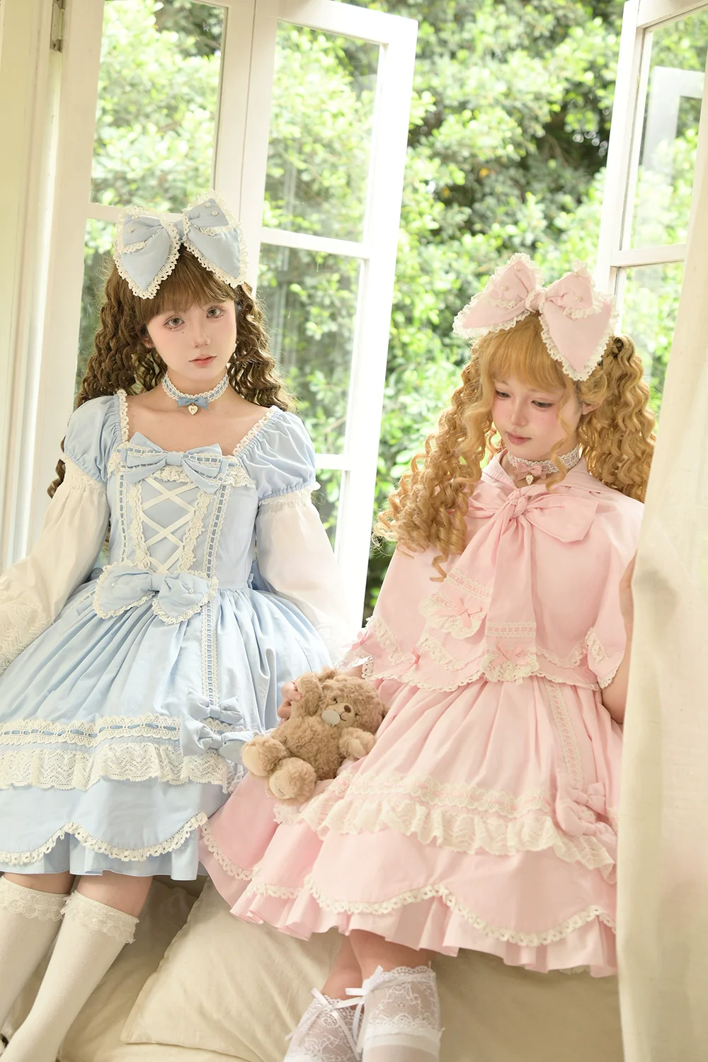 Vintage Petal Rabbit - Old School Lolita OP Cotton Dress, Petal-Shaped Hem - Image 5