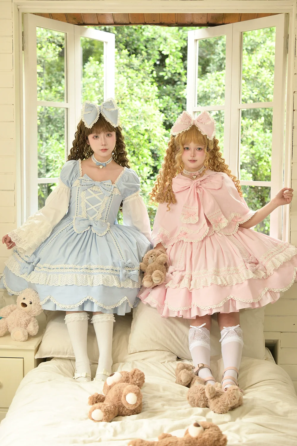 Vintage Petal Rabbit - Old School Lolita OP Cotton Dress, Petal-Shaped Hem - Image 6