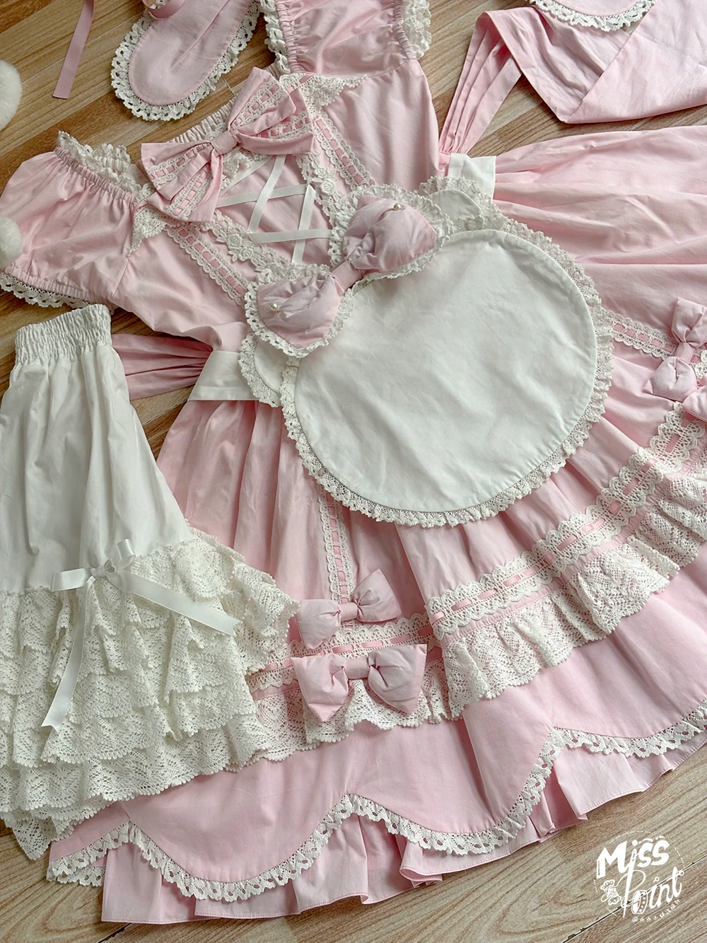 Vintage Petal Rabbit - Old School Lolita OP Cotton Dress, Petal-Shaped Hem - Image 60