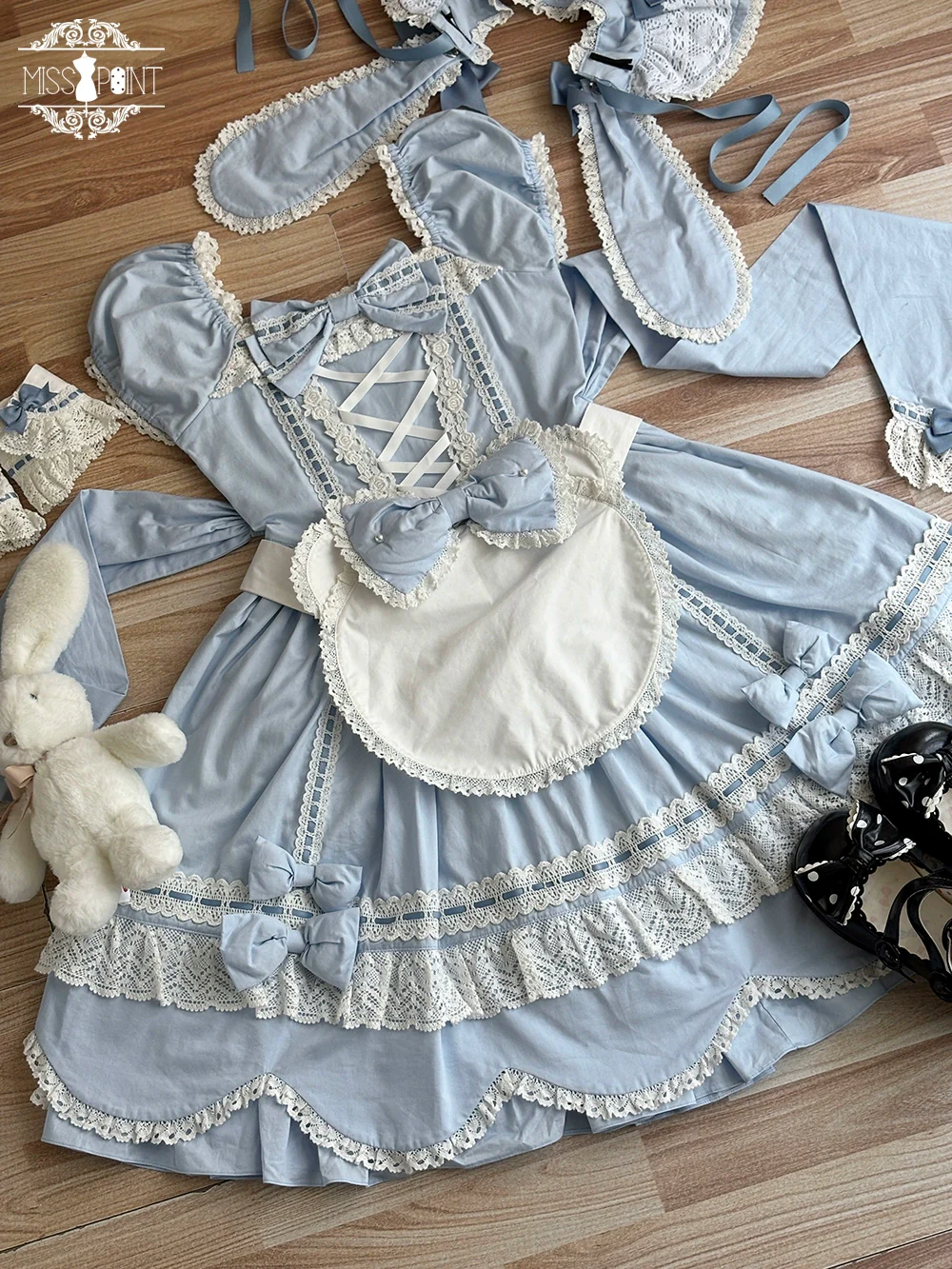 Vintage Petal Rabbit - Old School Lolita OP Cotton Dress, Petal-Shaped Hem - Image 61