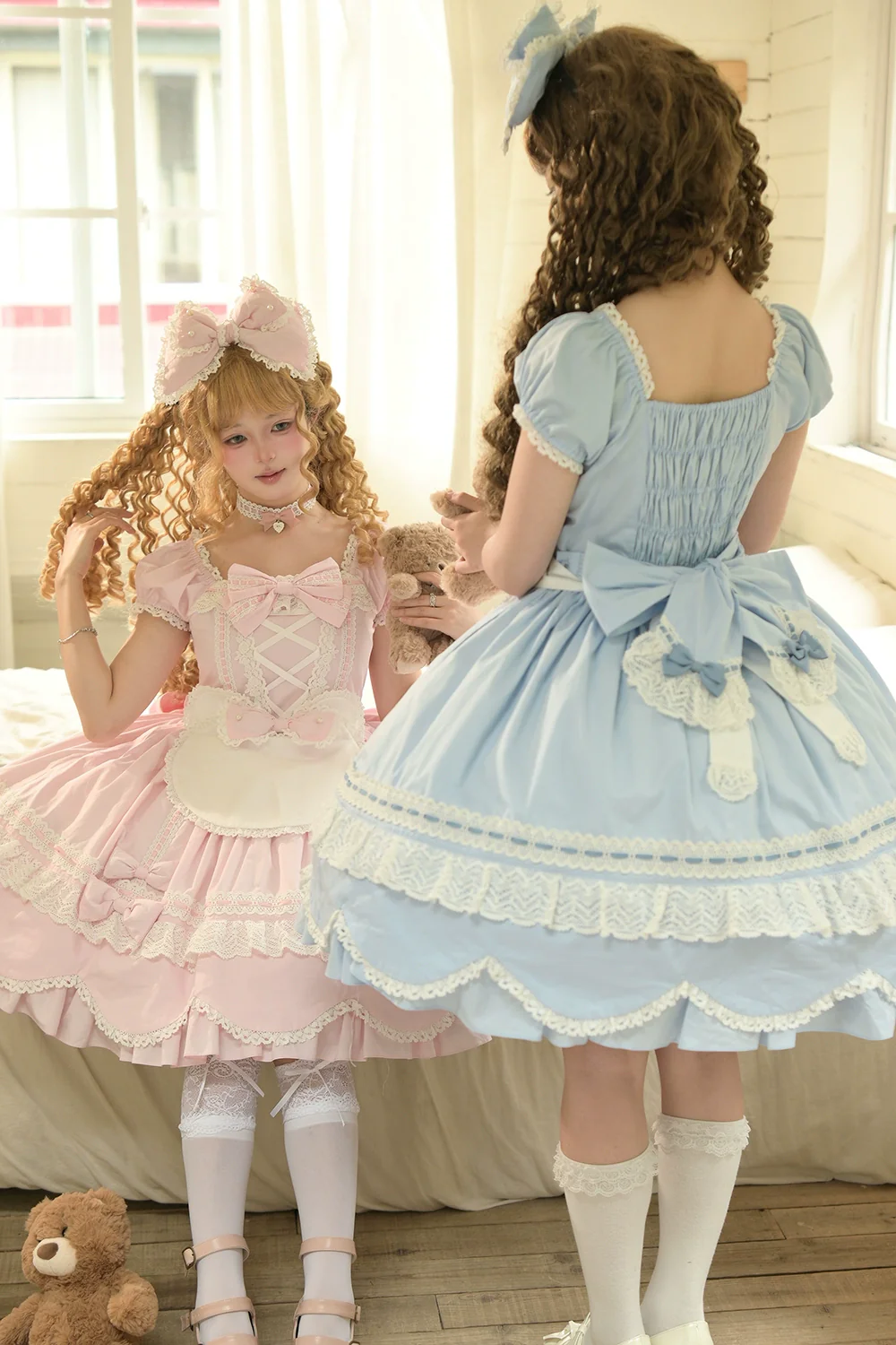 Vintage Petal Rabbit - Old School Lolita OP Cotton Dress, Petal-Shaped Hem - Image 8