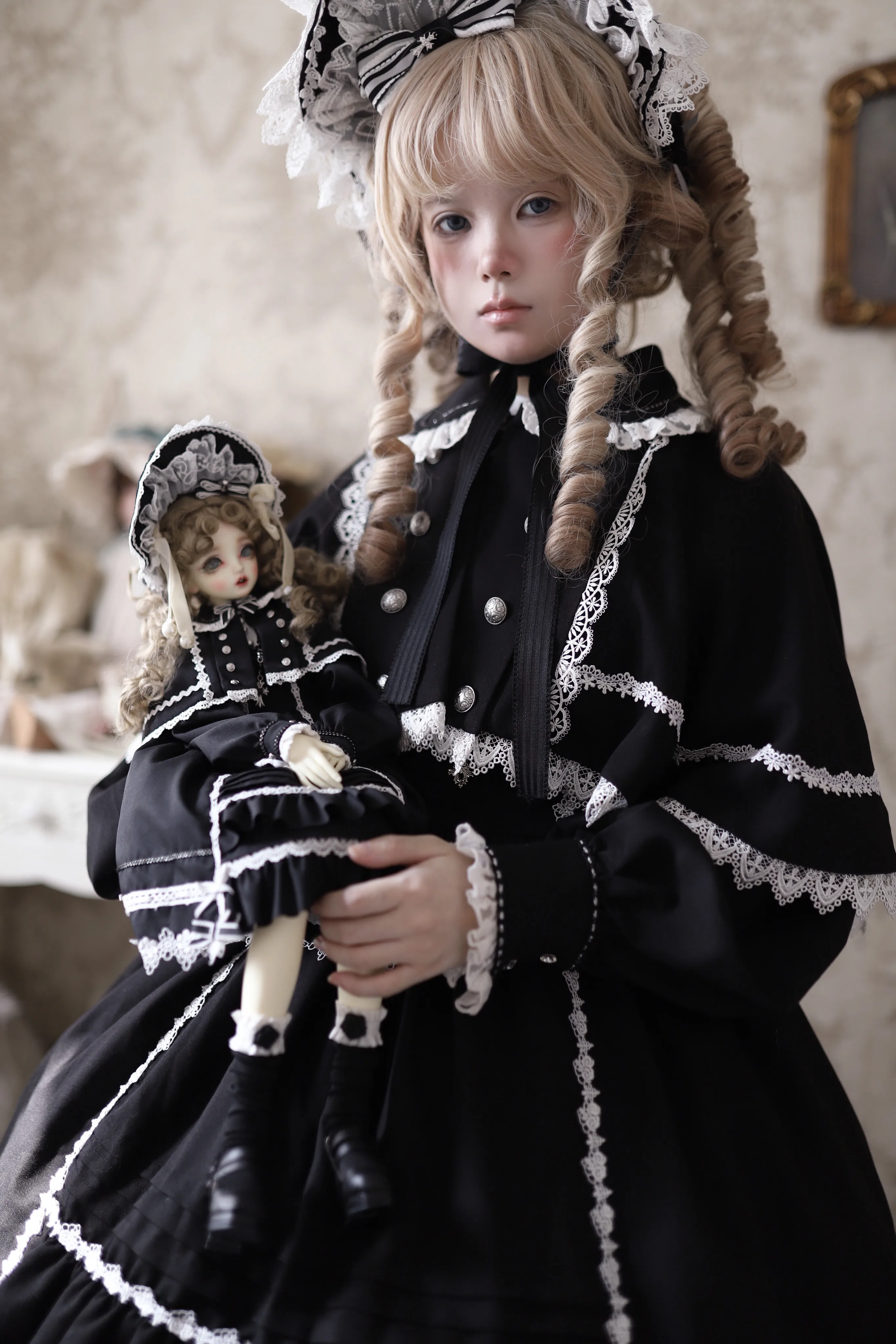 Ningyo Night - Old School Lolita OP Dress, Peter Pan Collar Cape - Image 16