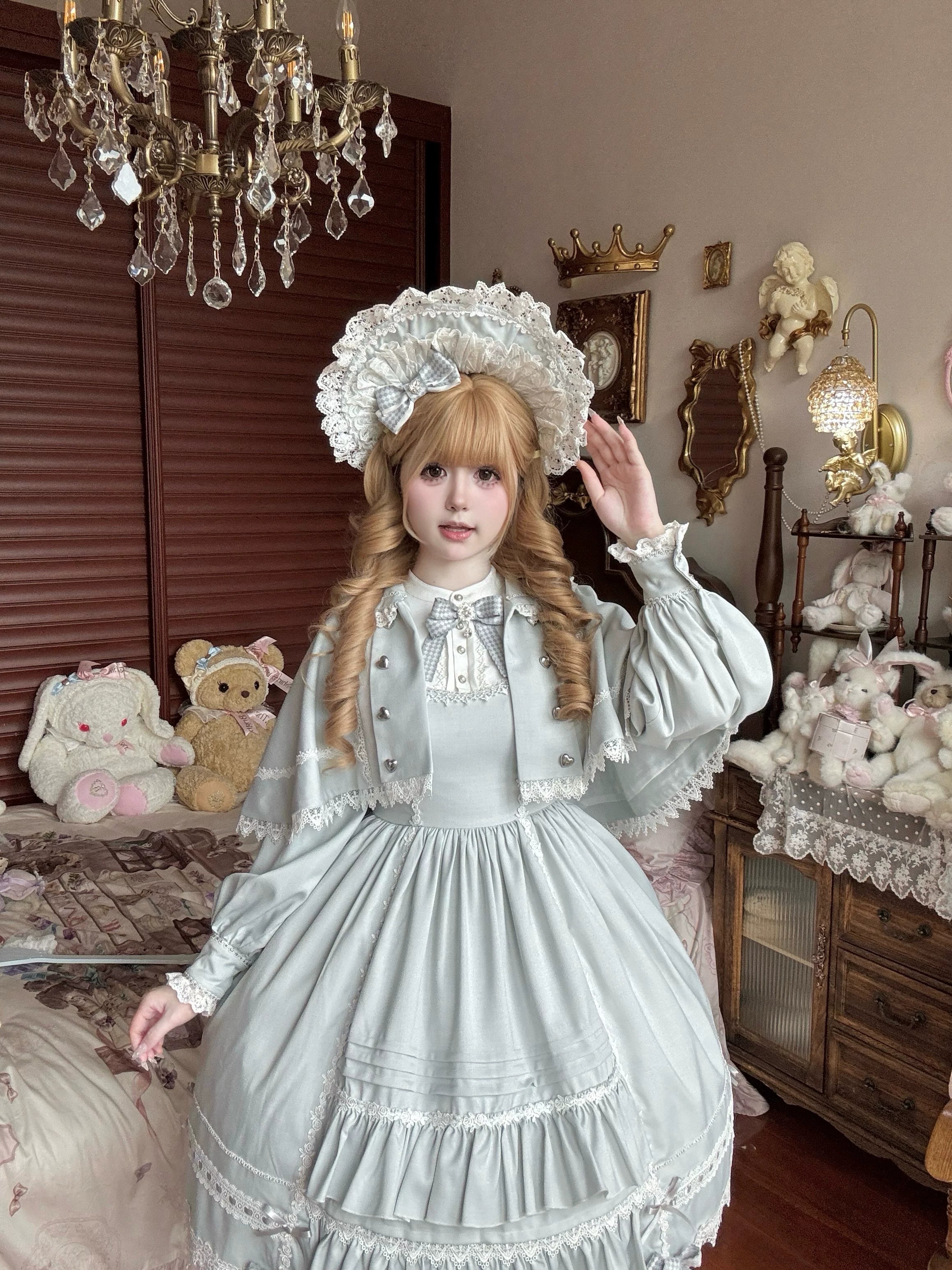 Ningyo Night - Old School Lolita OP Dress, Peter Pan Collar Cape - Image 19