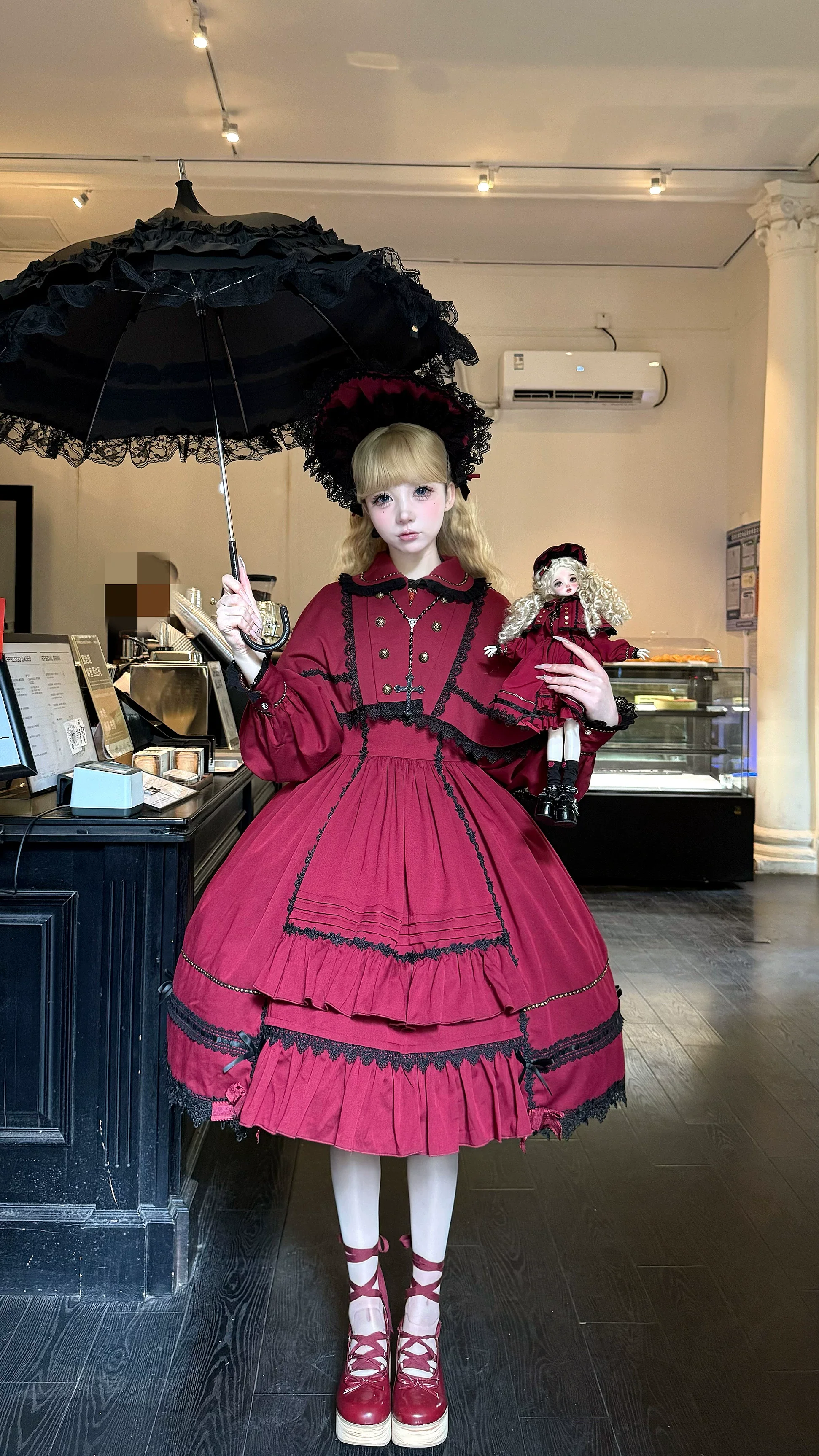 Ningyo Night - Old School Lolita OP Dress, Peter Pan Collar Cape - Image 20