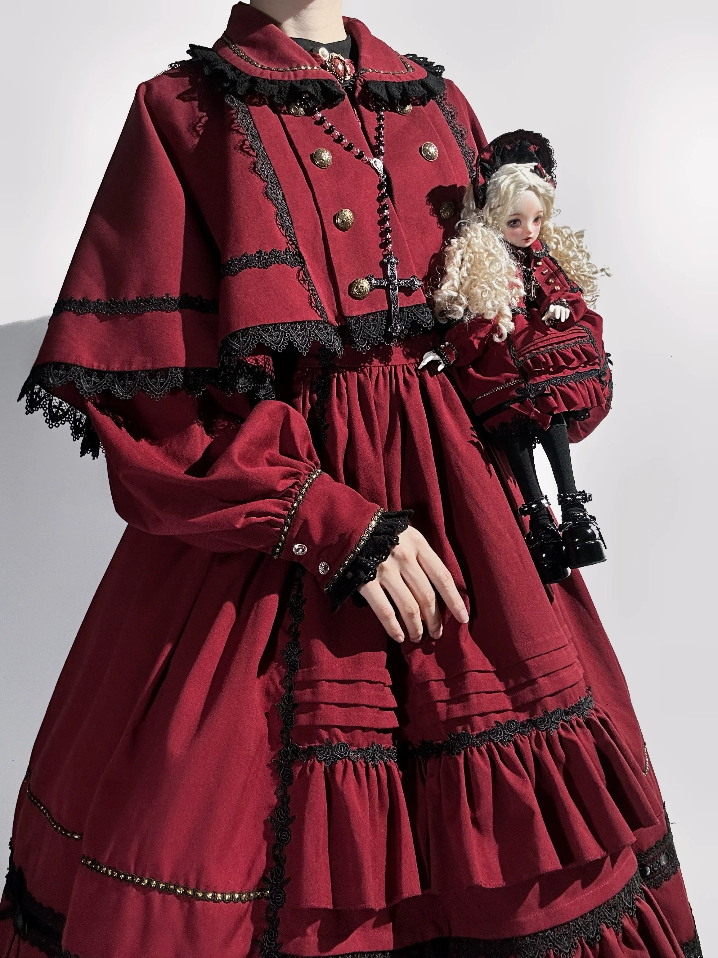 Ningyo Night - Old School Lolita OP Dress, Peter Pan Collar Cape - Image 22