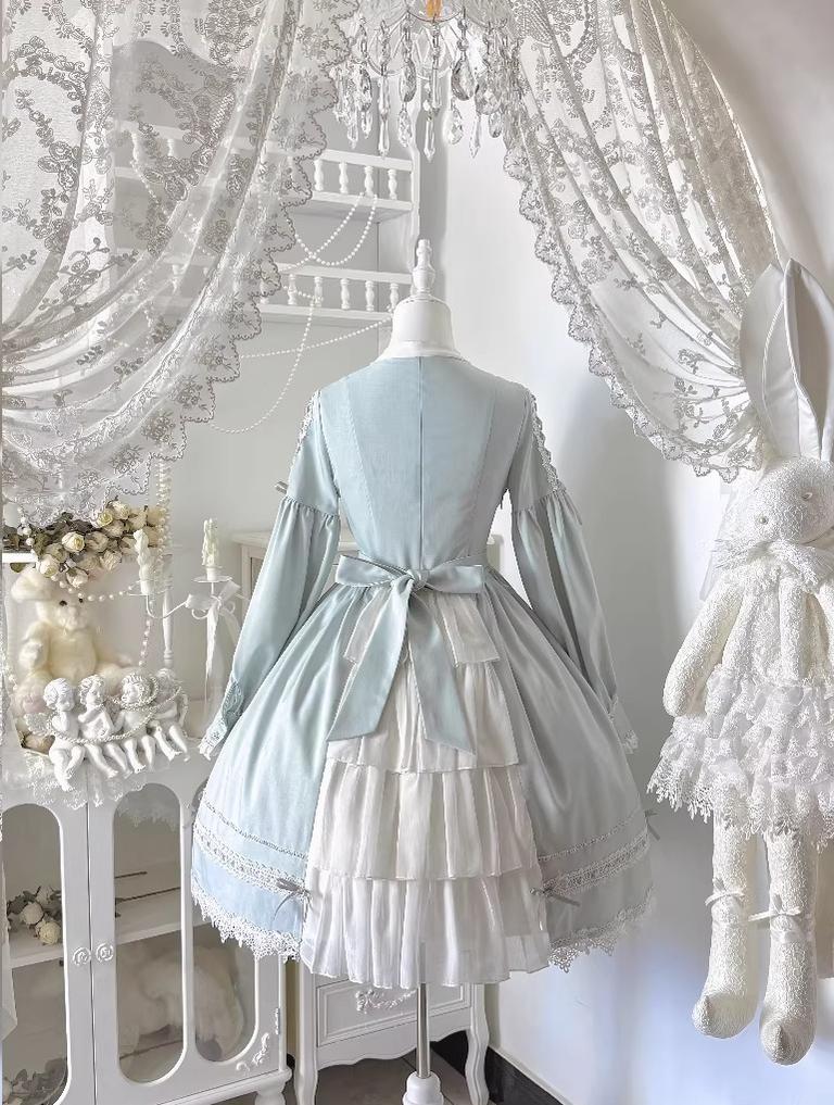 Ningyo Night - Old School Lolita OP Dress, Peter Pan Collar Cape - Image 24