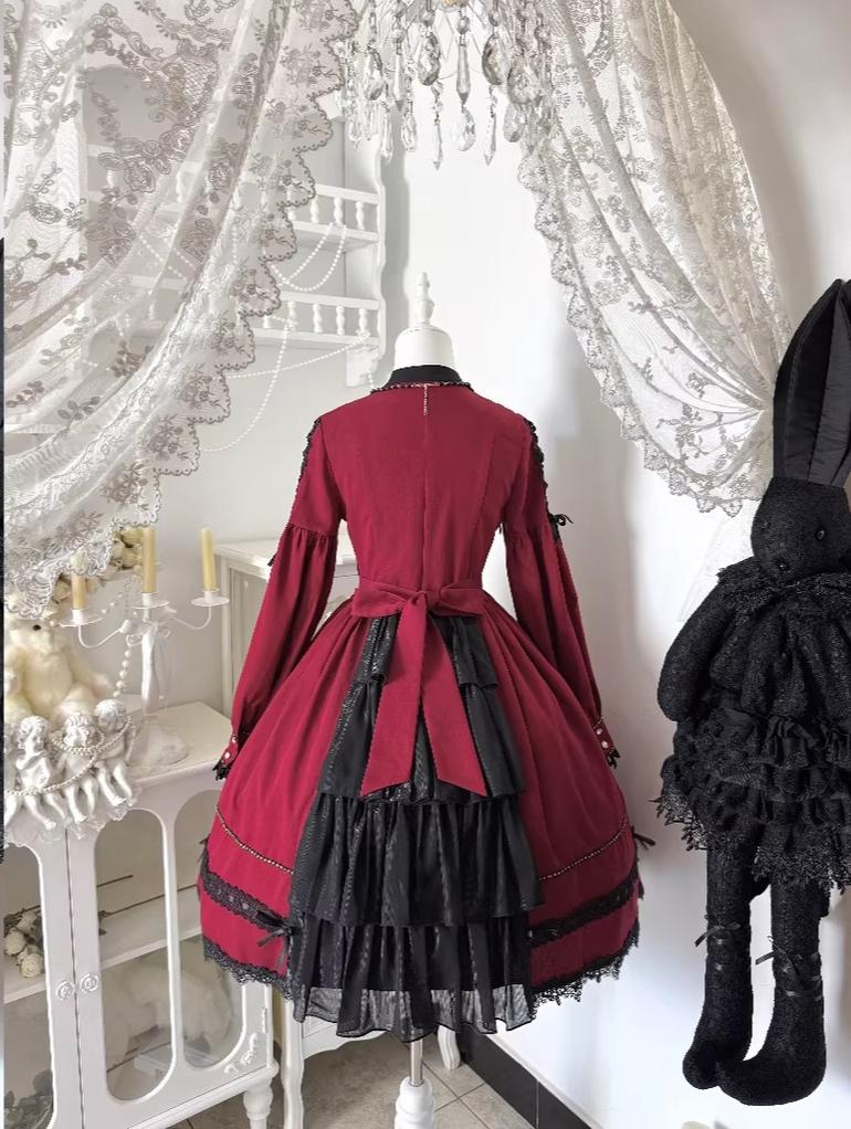 Ningyo Night - Old School Lolita OP Dress, Peter Pan Collar Cape - Image 26