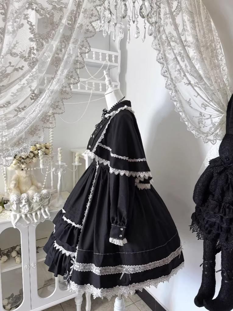 Ningyo Night - Old School Lolita OP Dress, Peter Pan Collar Cape - Image 28